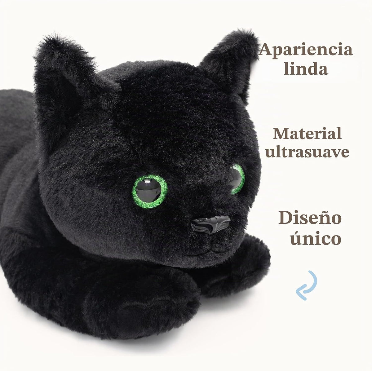 IKASA Peluche de gato negro grande, juguetes suaves grandes y grand...