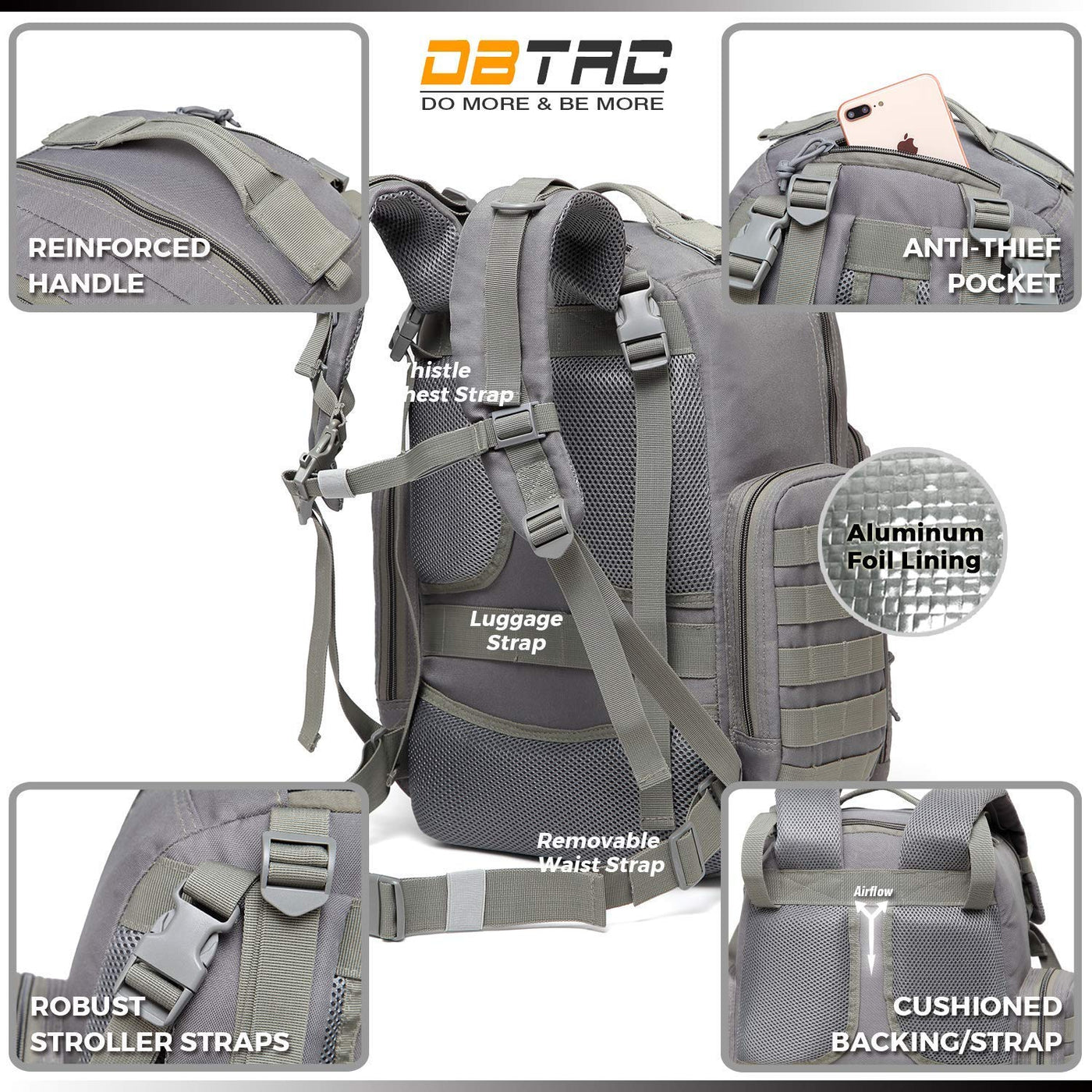 DBTAC - Mochila para pañales para papá, bolsa de pañales grande par...