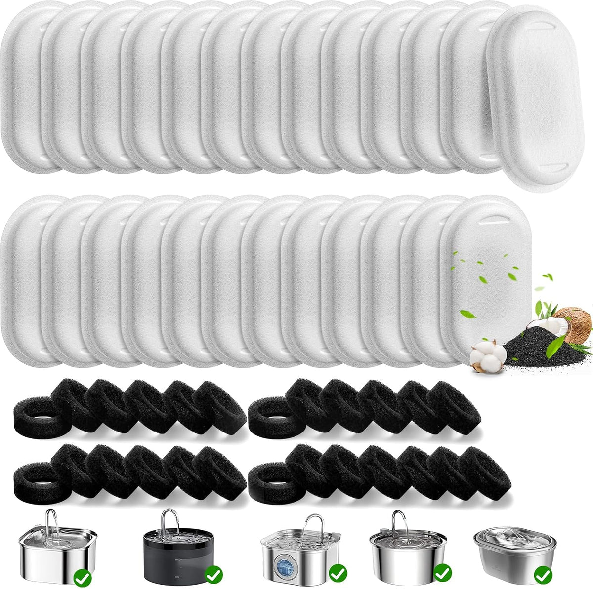 50 paquetes de filtros de fuente de agua para gatos para dispensado...