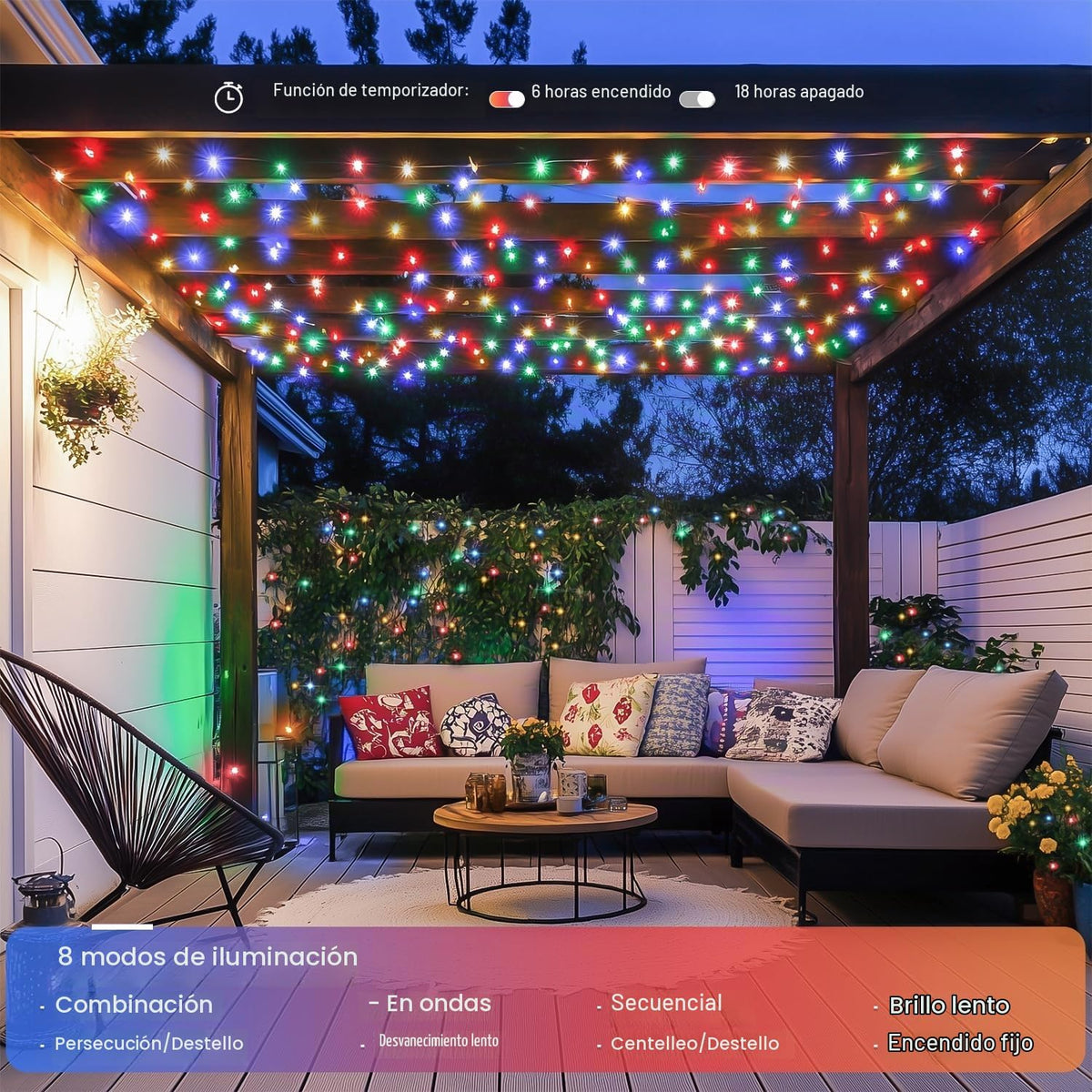 JMEXSUSS 400 luces LED de Navidad de 132 pies para interiores y ext...