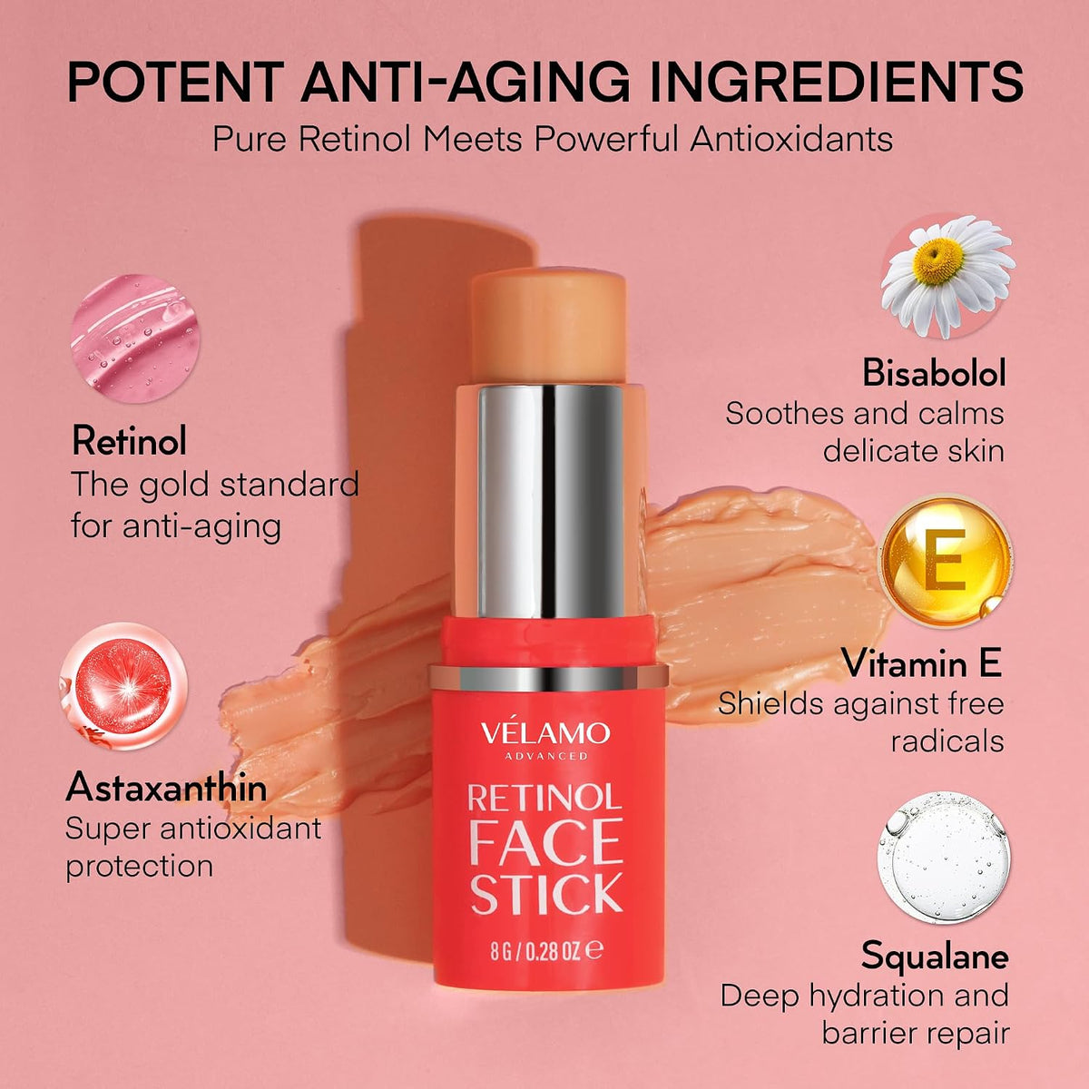 VELAMO ADVANCED Retinol Face Stick: reduce las arrugas de las línea...