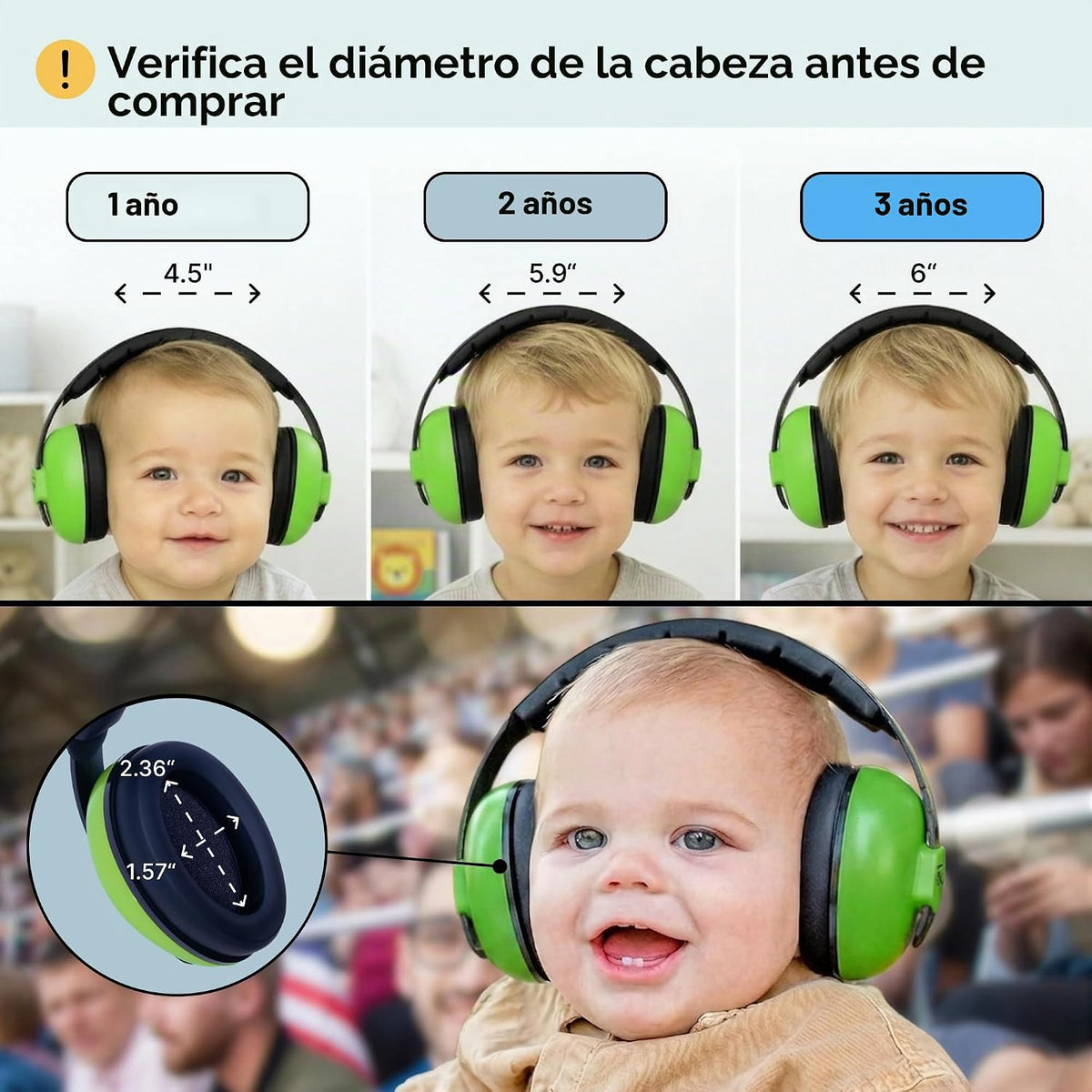 Friday7Care Protección de oídos para bebé; auriculares para bebés a...