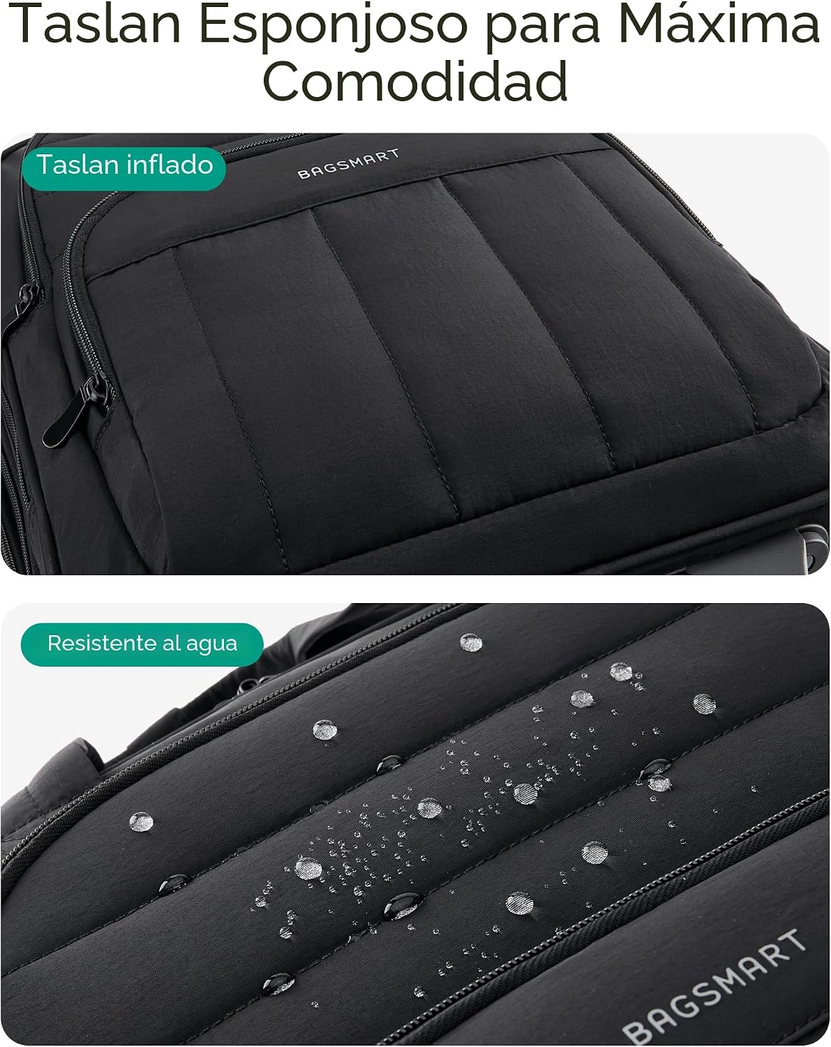 BAGSMART Maleta de mano pequeña debajo del asiento con ruedas, equi...