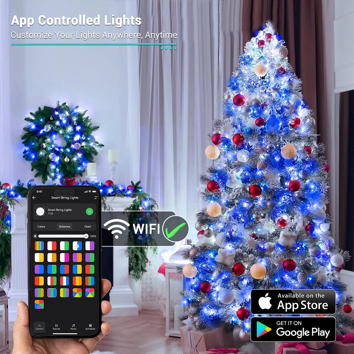 BrizLabs Guirnalda de luces inteligentes de Halloween, 300 LED de 9...