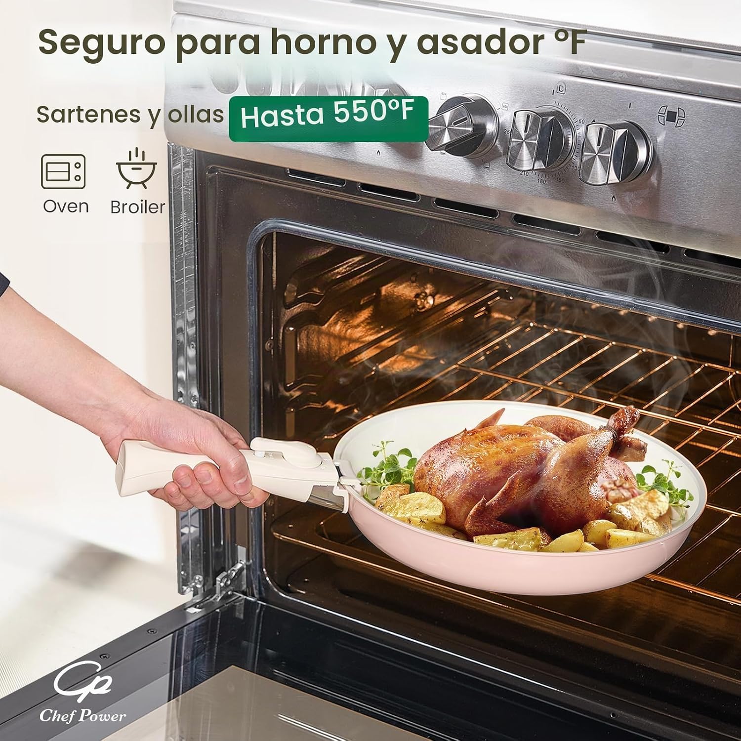 Chef Power Juego de ollas y sartenes antiadherentes de cerámica de...