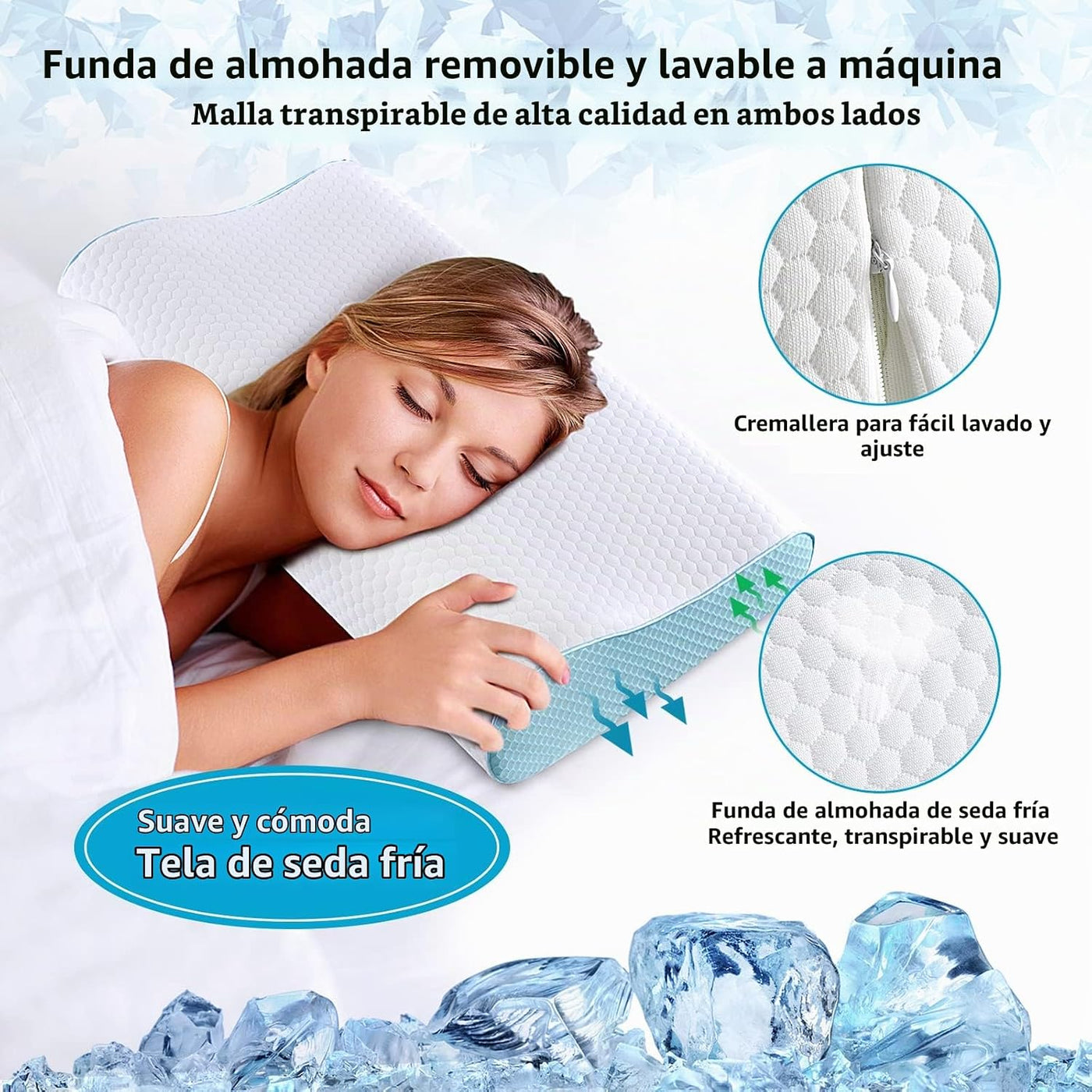 Almohadas de espuma viscoelástica Ylekto para el cuello, almohada p...
