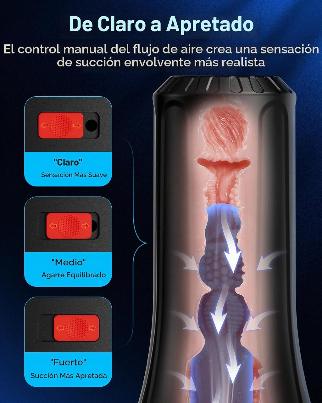 EINSEO Masturbador masculino Juguetes para adultos, 7.5 pulgadas, b...
