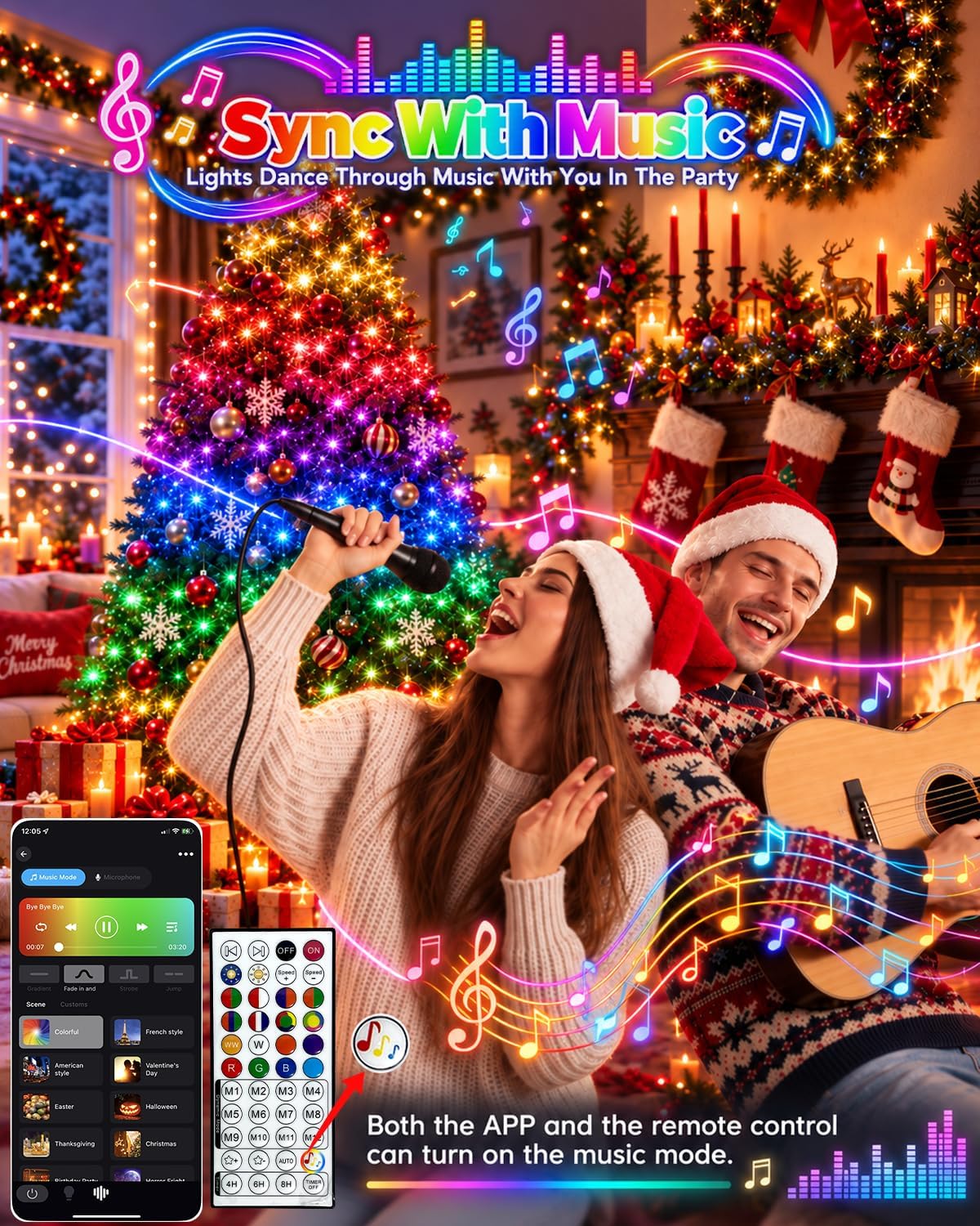 400LED Smart RGB Luces de cadena que cambian de color Aplicación de...