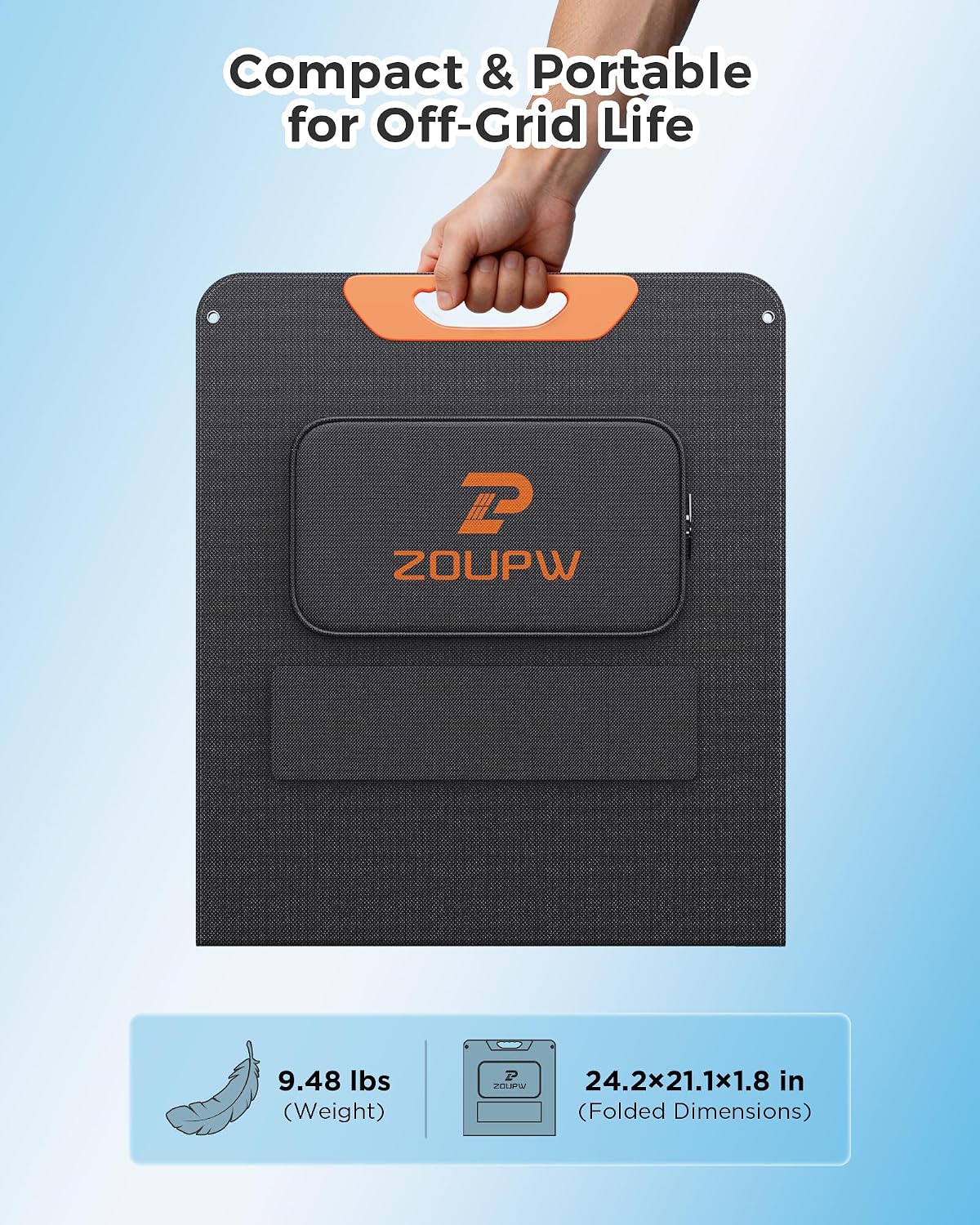 ZOUPW Panel solar portátil de 100 W para estación de energía, 23.5%...