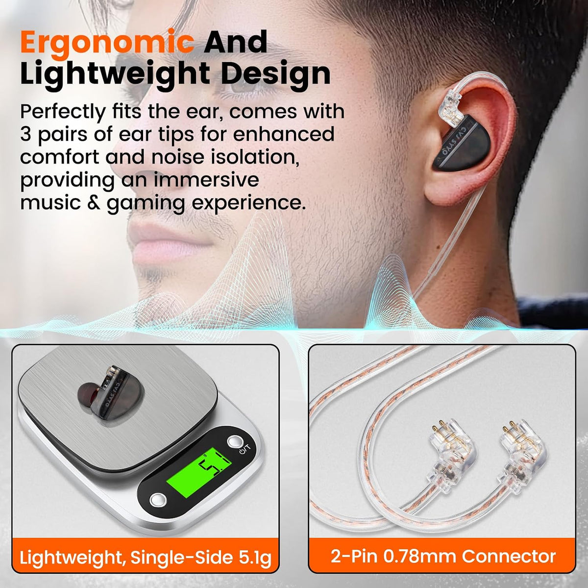IEM de alta fidelidad equilibrado con 0.1 in+USB C, auriculares par...