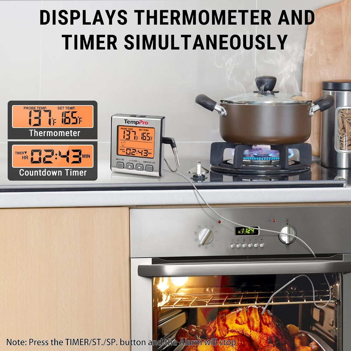 TempPro TempTrack Termómetro digital para carne para cocinar y asar...