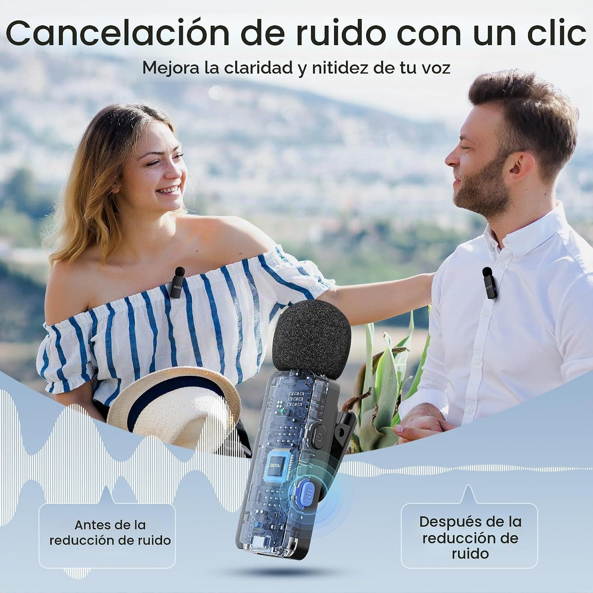 BOYA BY-V4D Micrófono Lavalier inalámbrico para iPhone iPad con est...
