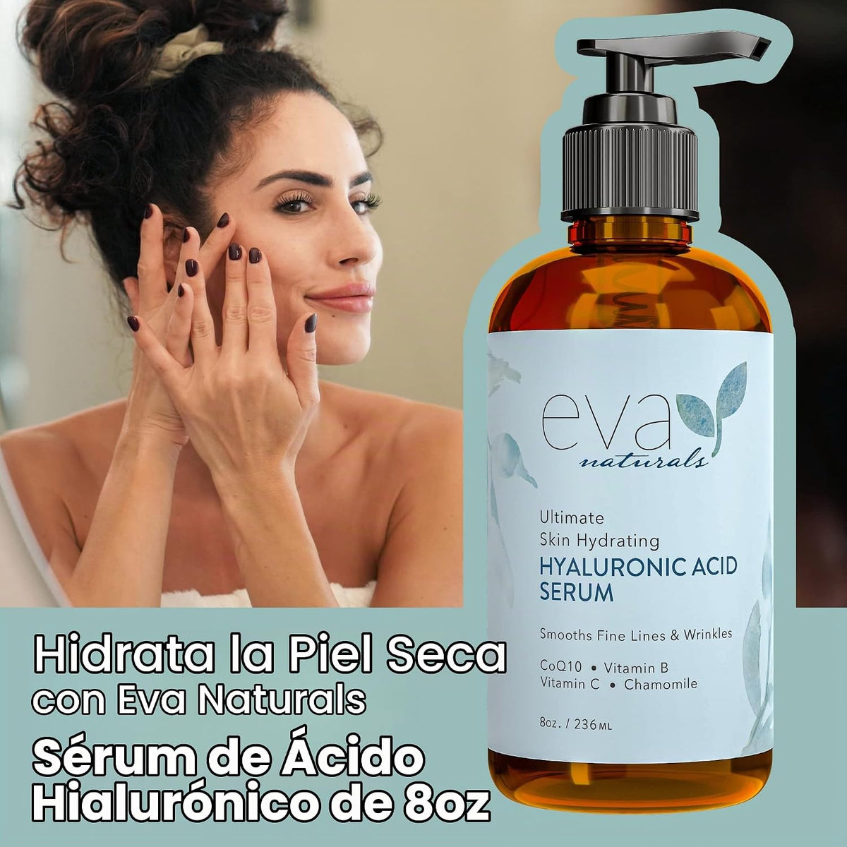Eva Naturals - Suero facial de ácido hialurónico, antienvejecimient...