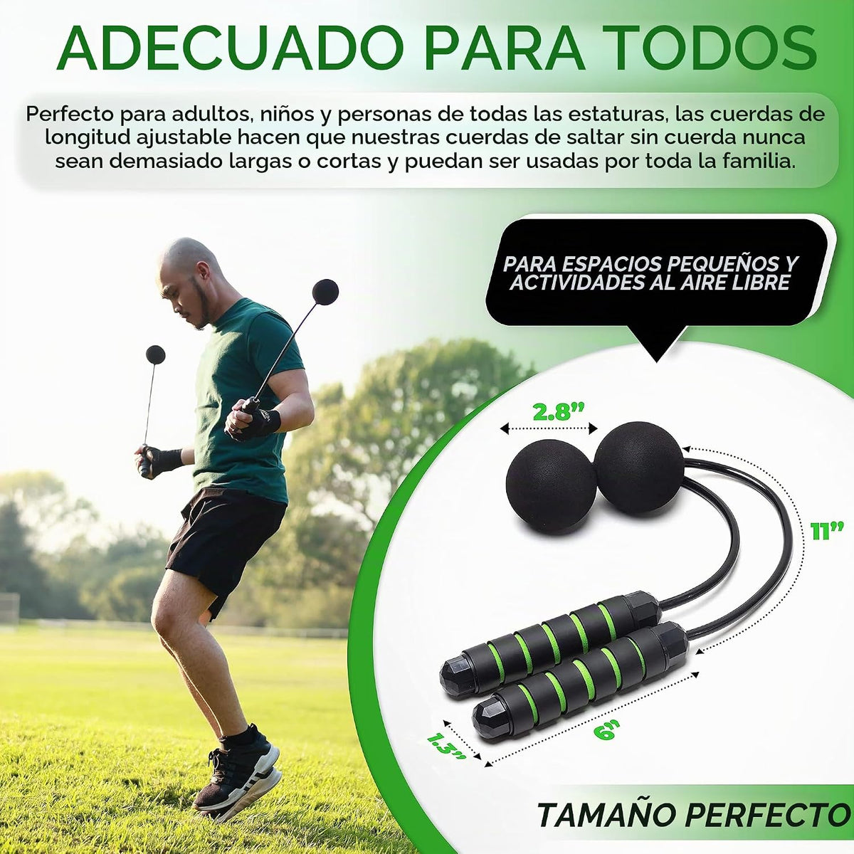 Cuerda de Saltar Inalámbrica con Peso - Cuerdas de Longitud Ajustab...