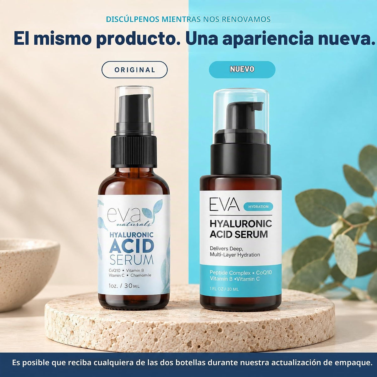 Eva Naturals - Suero facial de ácido hialurónico, antienvejecimient...