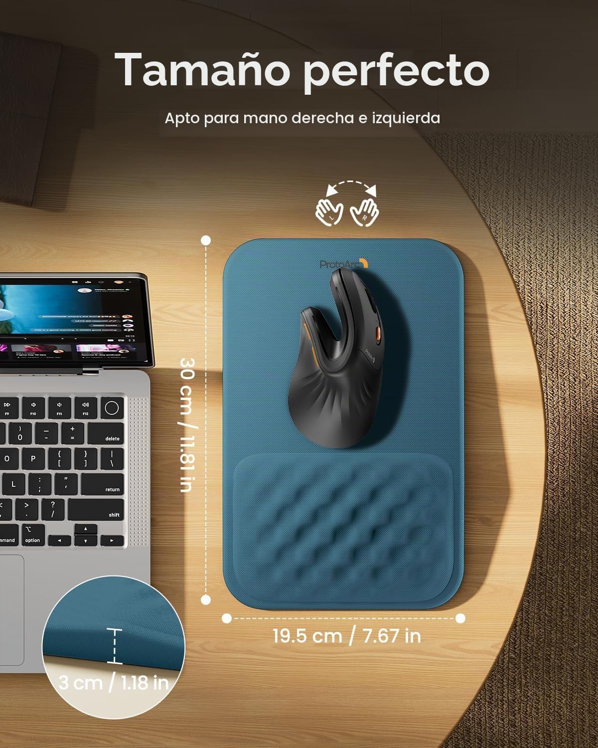 ProtoArc MP50 - Alfombrilla de mouse ergonómica con soporte para mu...
