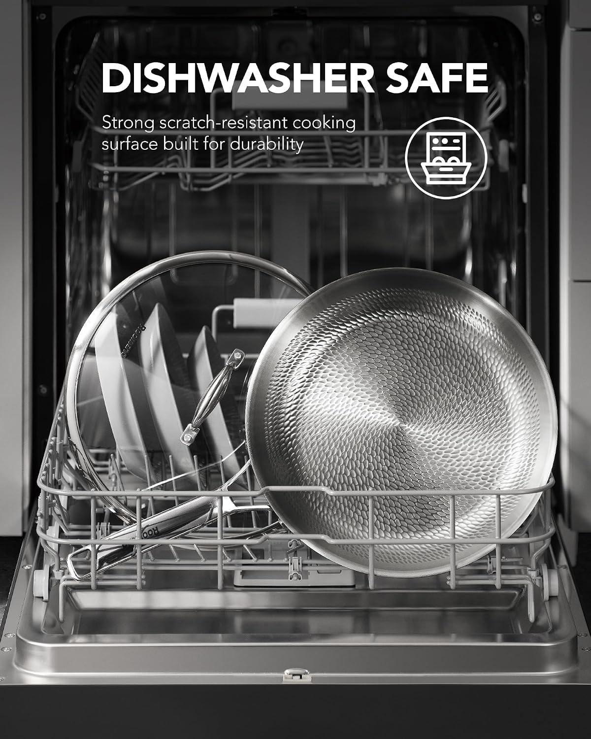 Sartén Roomena Titanium para cocinar, 12 pulgadas con tapa, sartén...