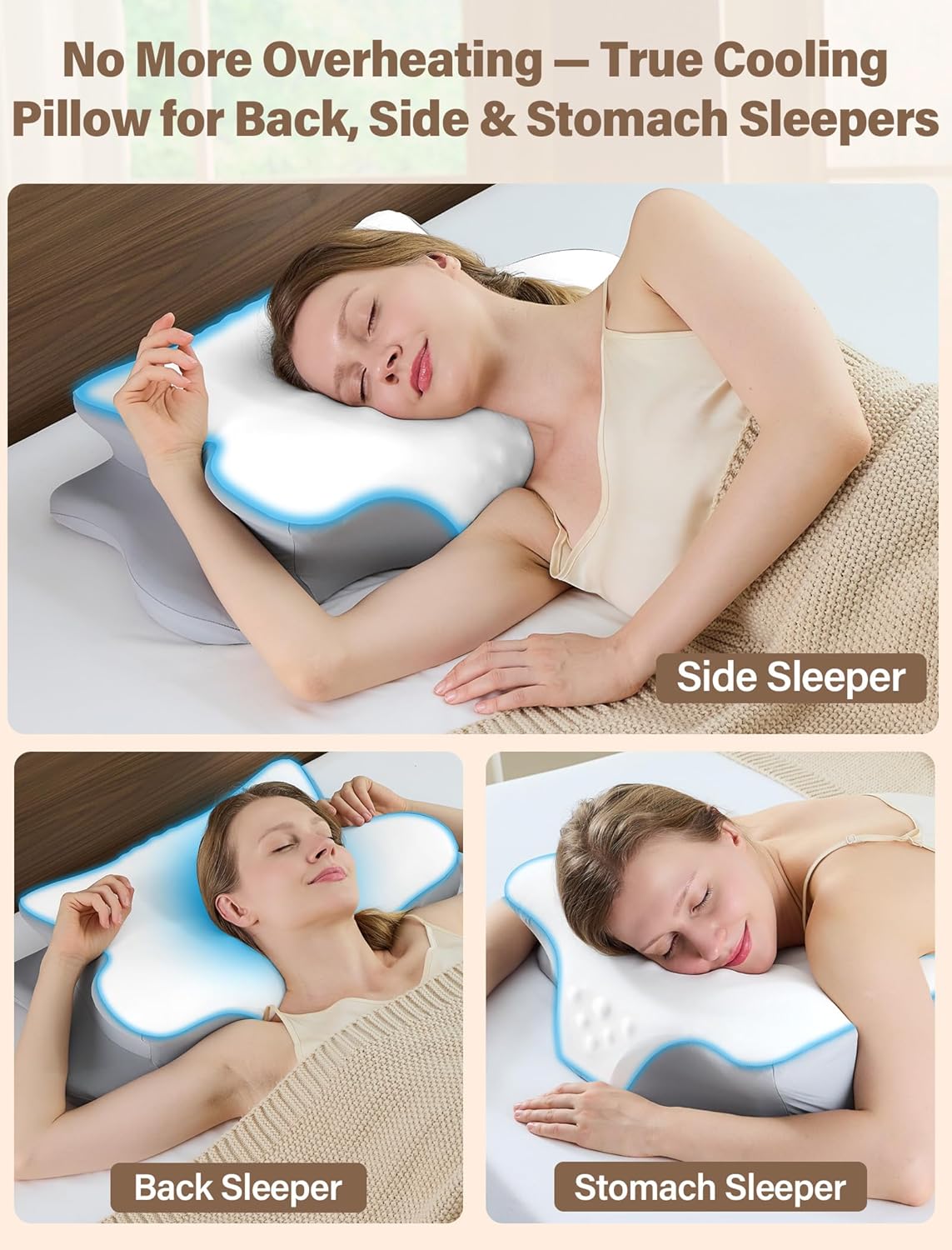 Almohada cervical para el cuello para aliviar el dolor, almohada er...