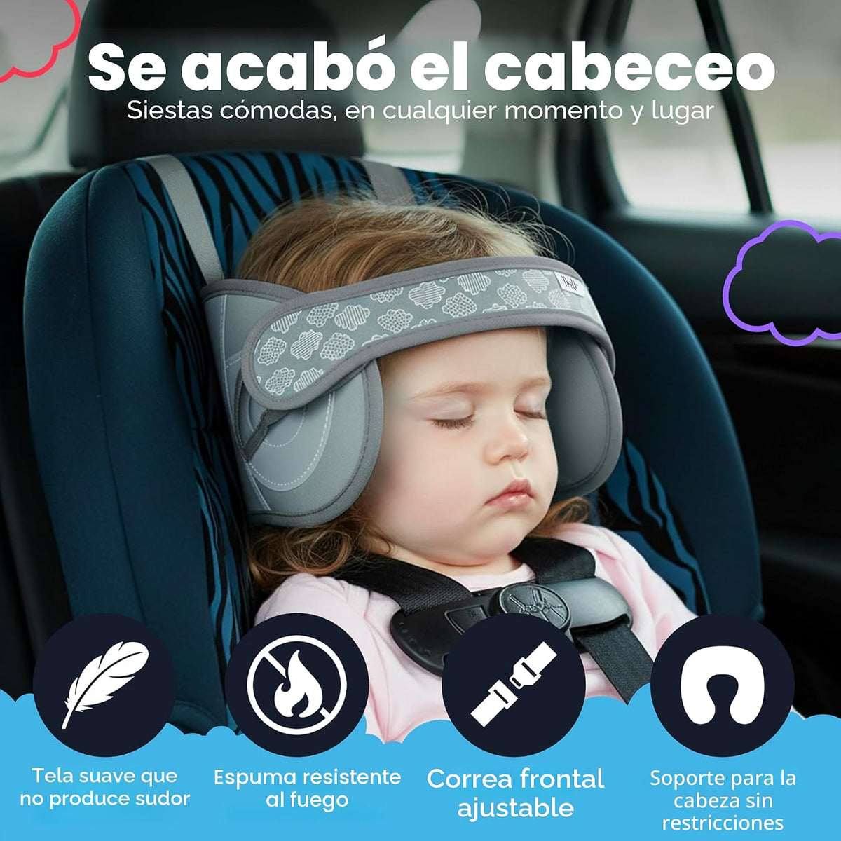 NapUp Soporte de cabeza de asiento de coche para niños pequeños - S...