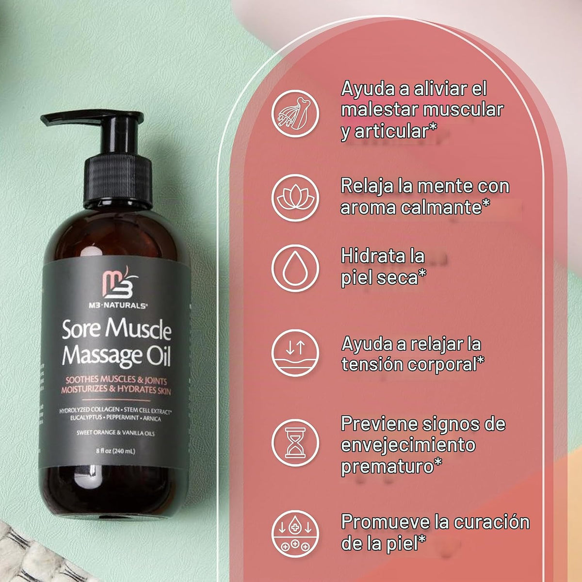 Aceite de masaje para dolores musculares para terapia de masaje con...