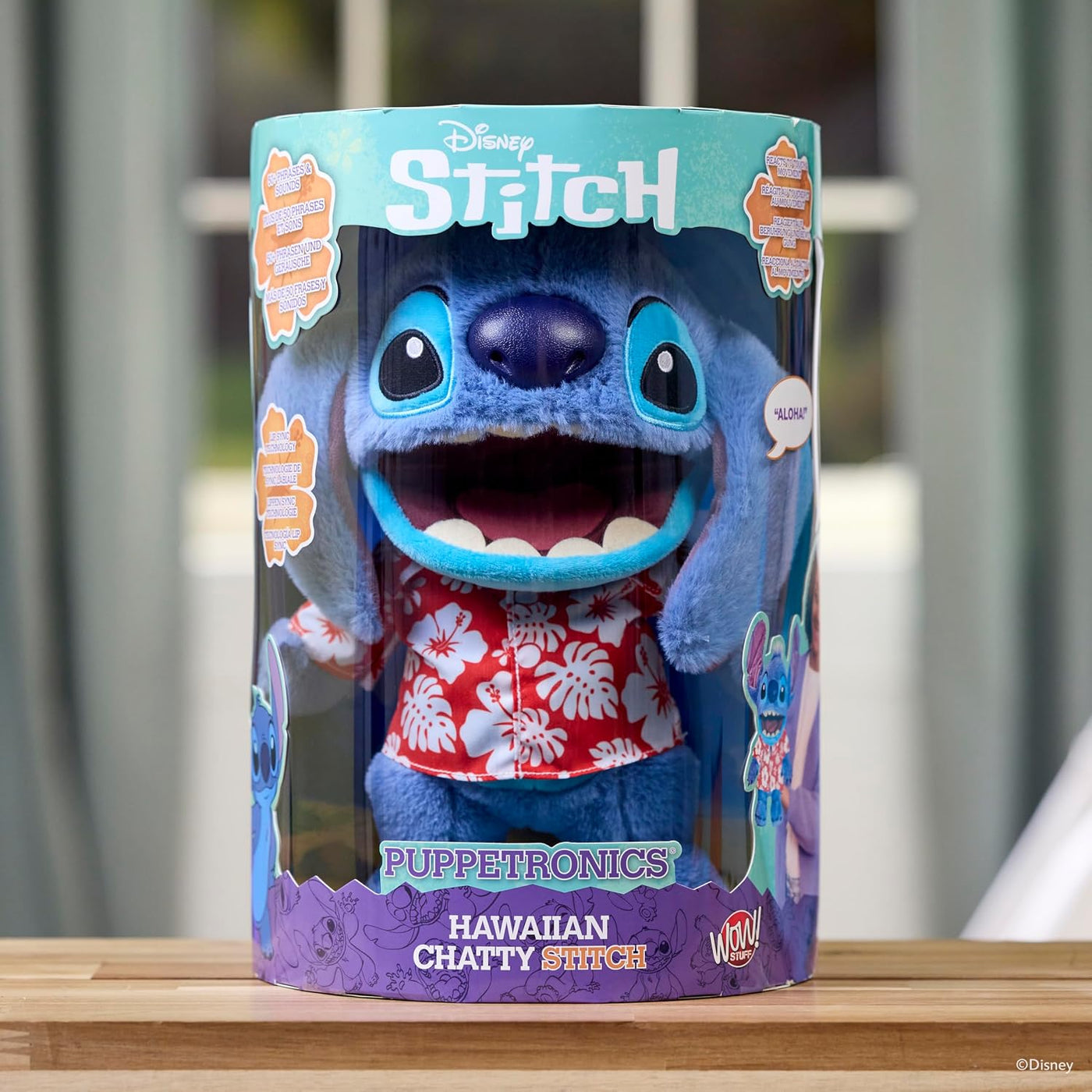 Disney ¡Guau! Stuff Hawaiian Chatty Stitch Deluxe Puppetronic | Pun...