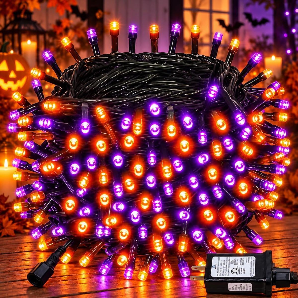 Luces de Halloween conectables de 88 pies, 240 LED, para interiores...