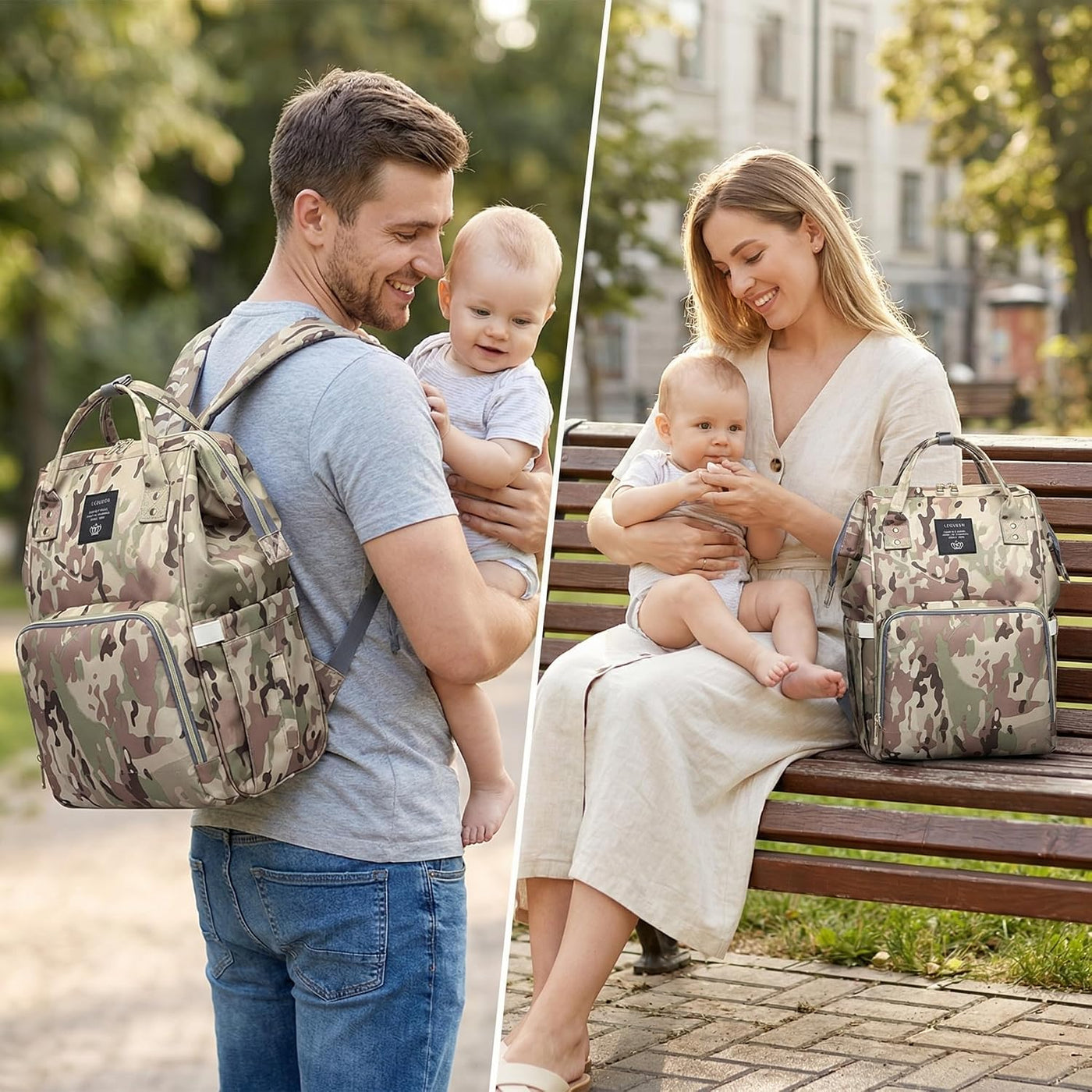 Armbq Mochila de pañales de camuflaje multifunción para el cuidado...