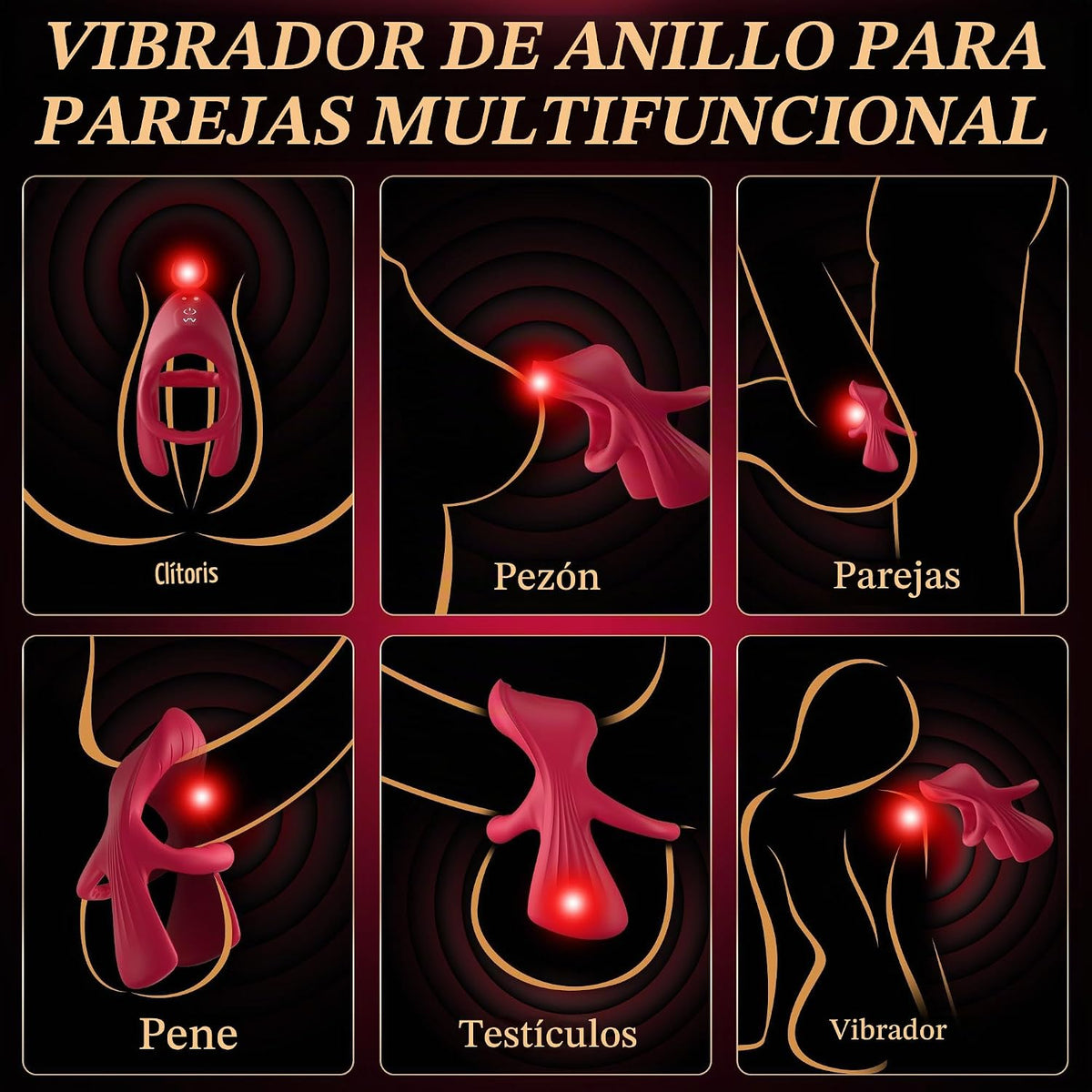 Anillo vibratorio para el pene de silicona, juguetes sexuales para...