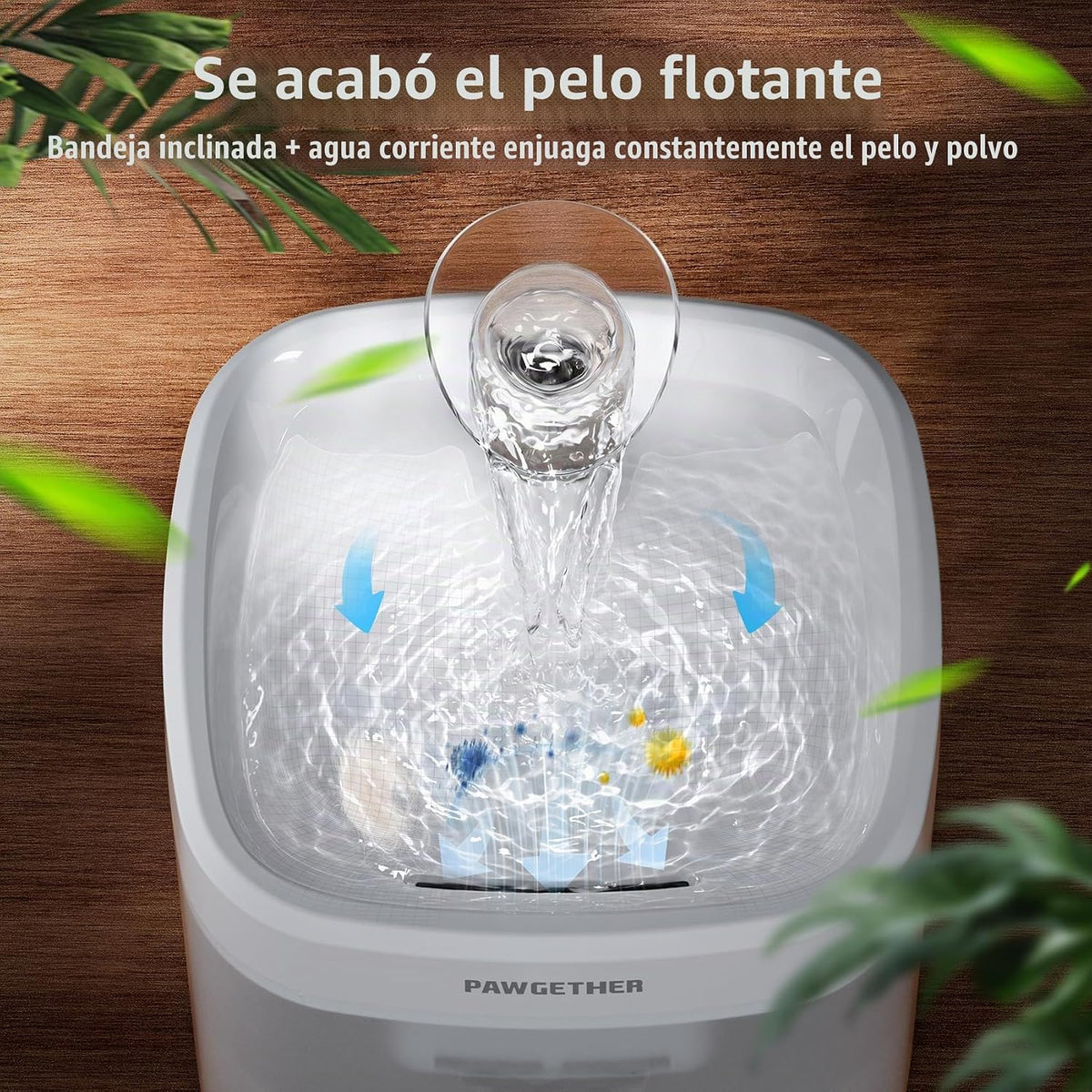 PAWGETHER® Fuente de agua para gatos con bomba inalámbrica de 51 oz...