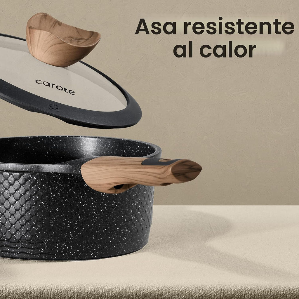 CAROTE Juego de 26 piezas de ollas y sartenes antiadherentes, juego...