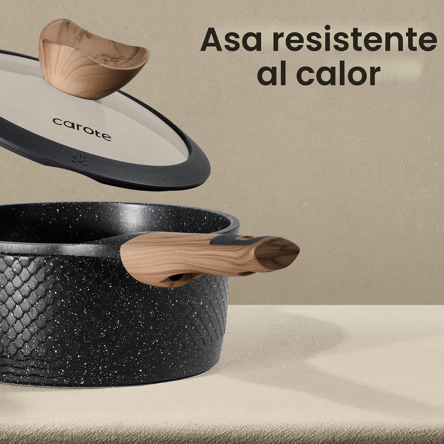 CAROTE Juego de 26 piezas de ollas y sartenes antiadherentes, juego...