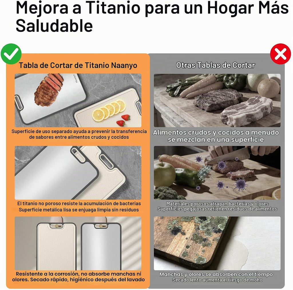 Tabla de cortar de titanio para cocina, titanio puro de grado alime...