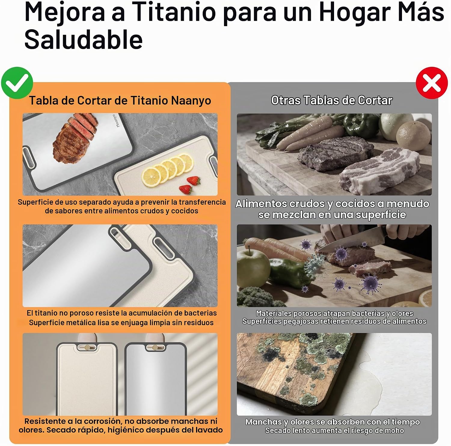 Tabla de cortar de titanio para cocina, titanio puro de grado alime...