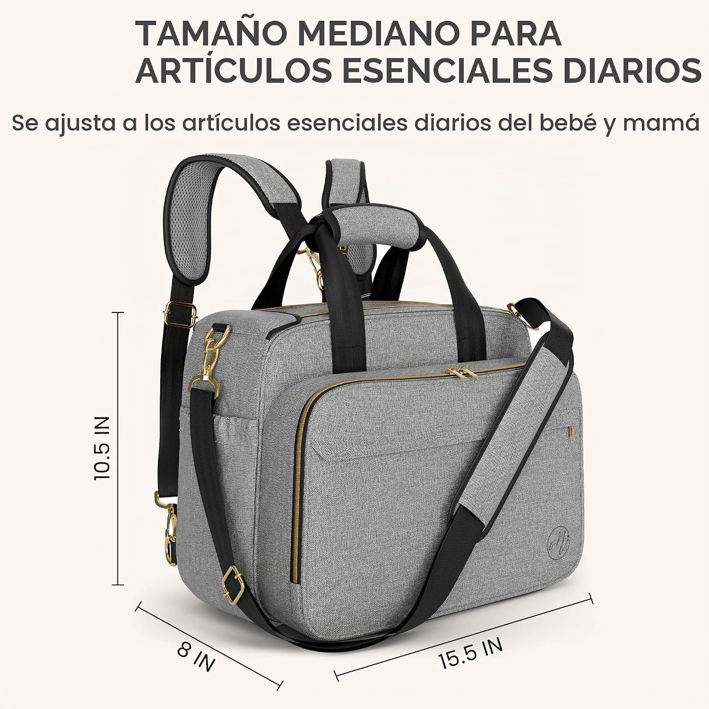 Mellories Bolsa de pañales convertible 4 en 1 para bebé, se convier...