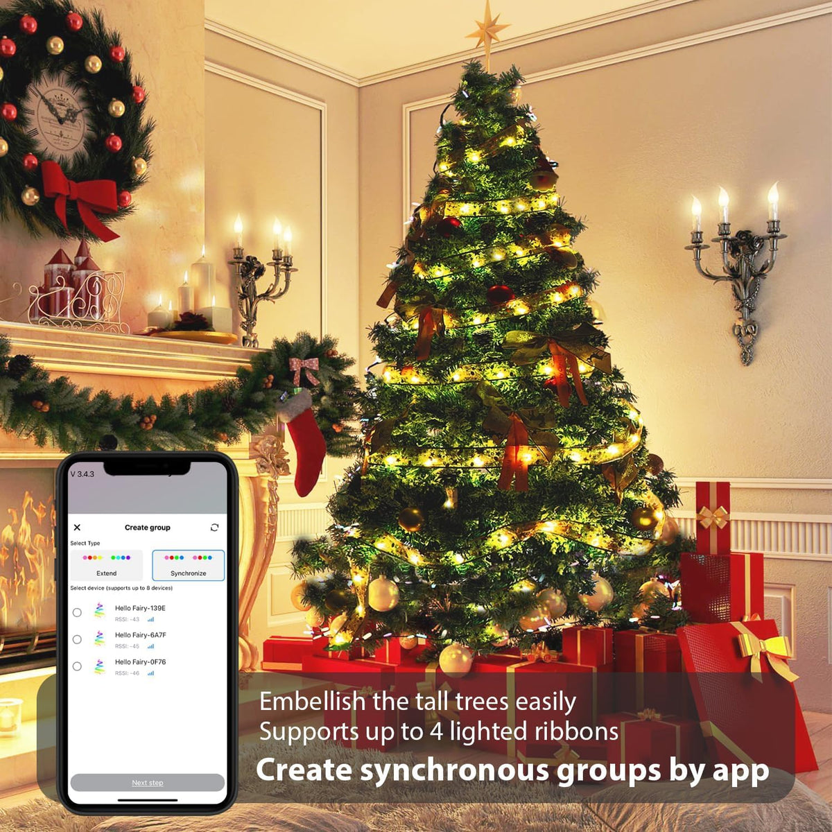 Lphianx Tira de luces inteligentes para árbol de Navidad, 33 pies,...