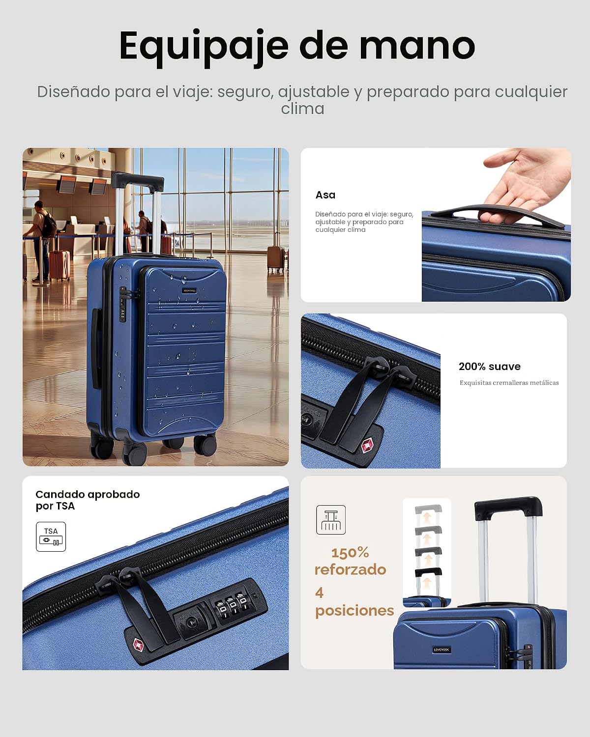 LOVEVOOK Equipaje de mano de 20 pulgadas, maleta rígida expandible...