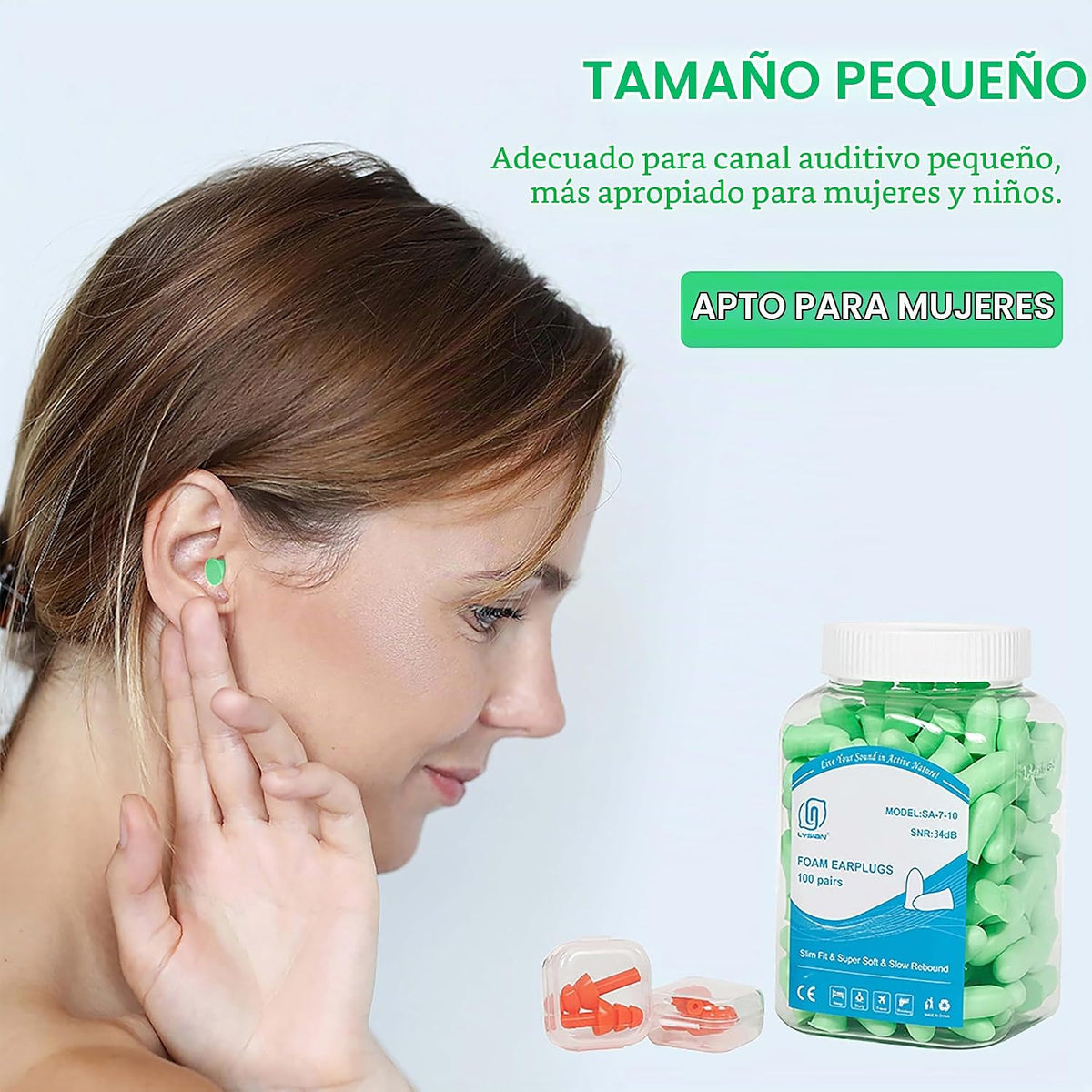LYSIAN - Tapones para los oídos de espuma delgada SNR de 35 dB, can...