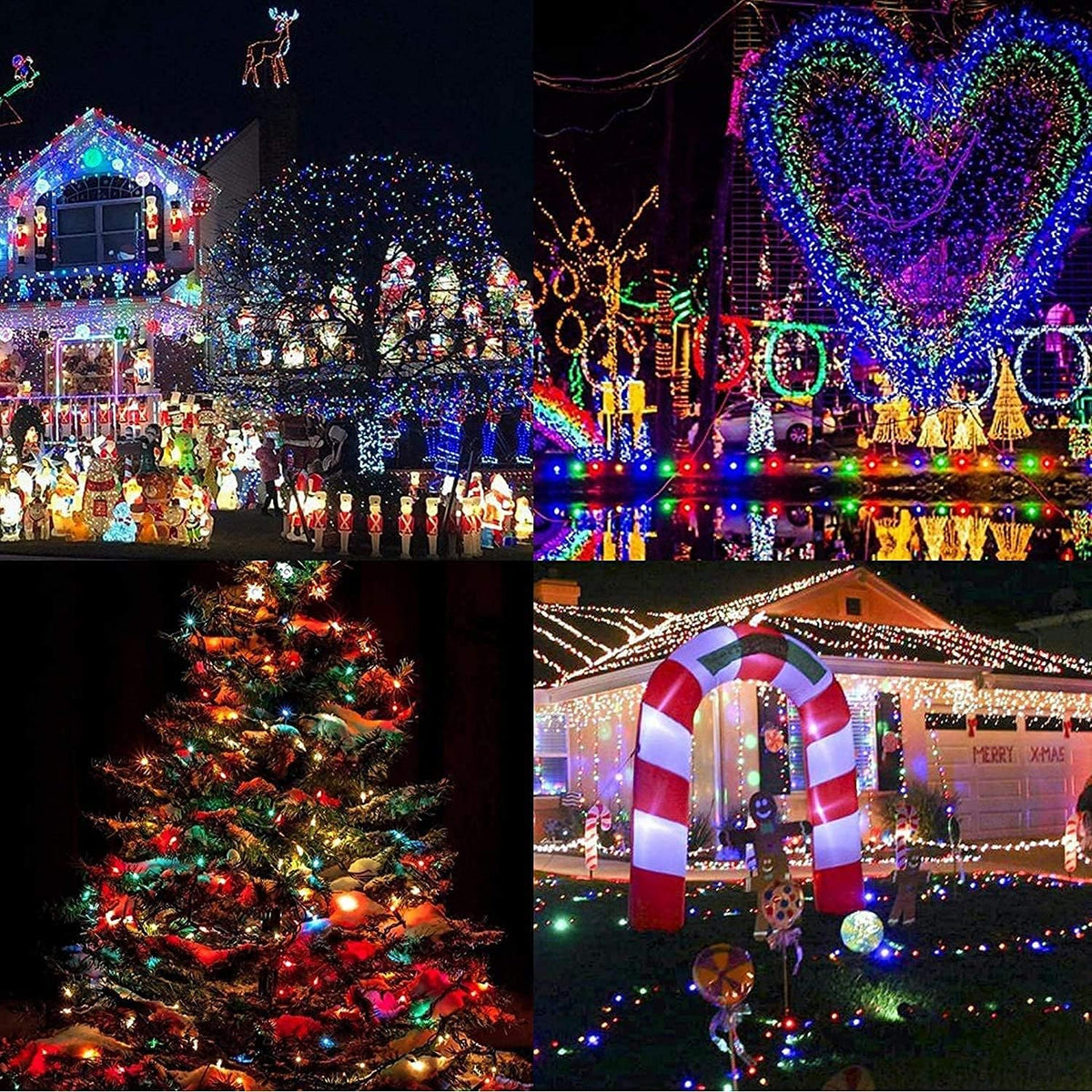 Luces navideñas JMEXSUSS 200LED, cambio de color, cable transparent...
