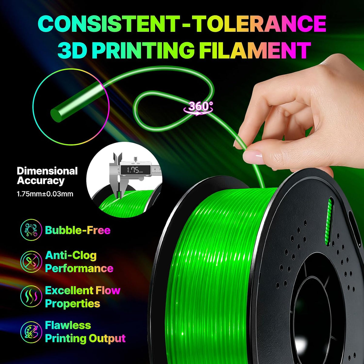 Colourbing Filamento flexible de TPU 95A para impresora 3D, suave y...