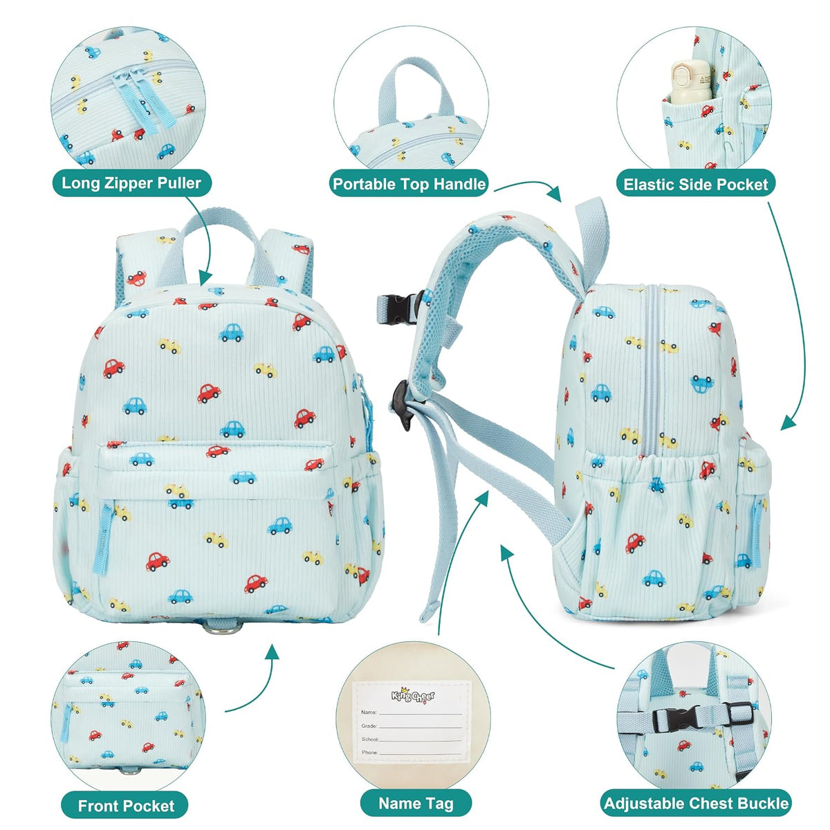 KingCheer Mochila de pana para niños pequeños con correa desmontabl...
