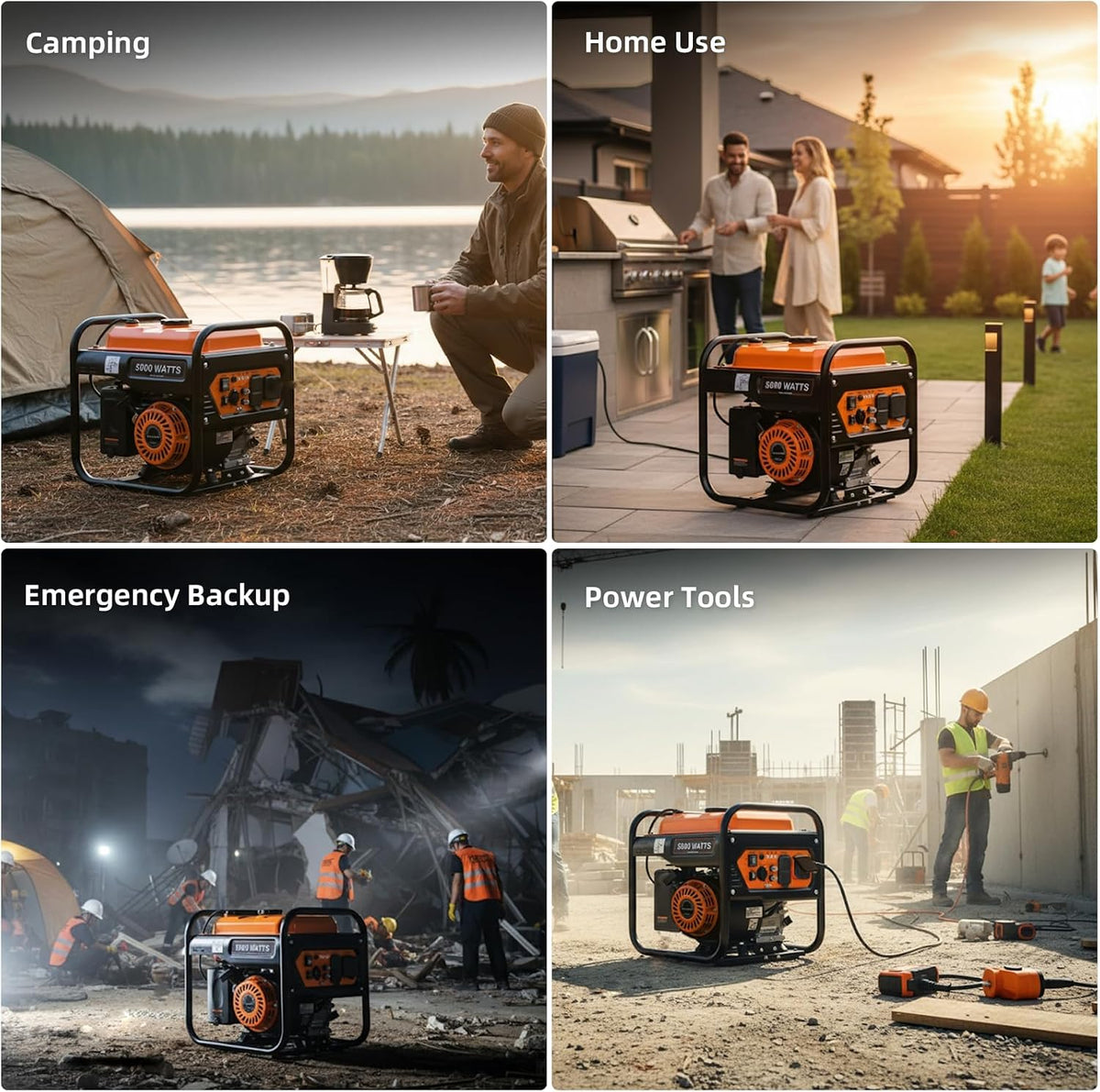Oxseryn Generador de gas del inversor 5000W Generador de marco abie...