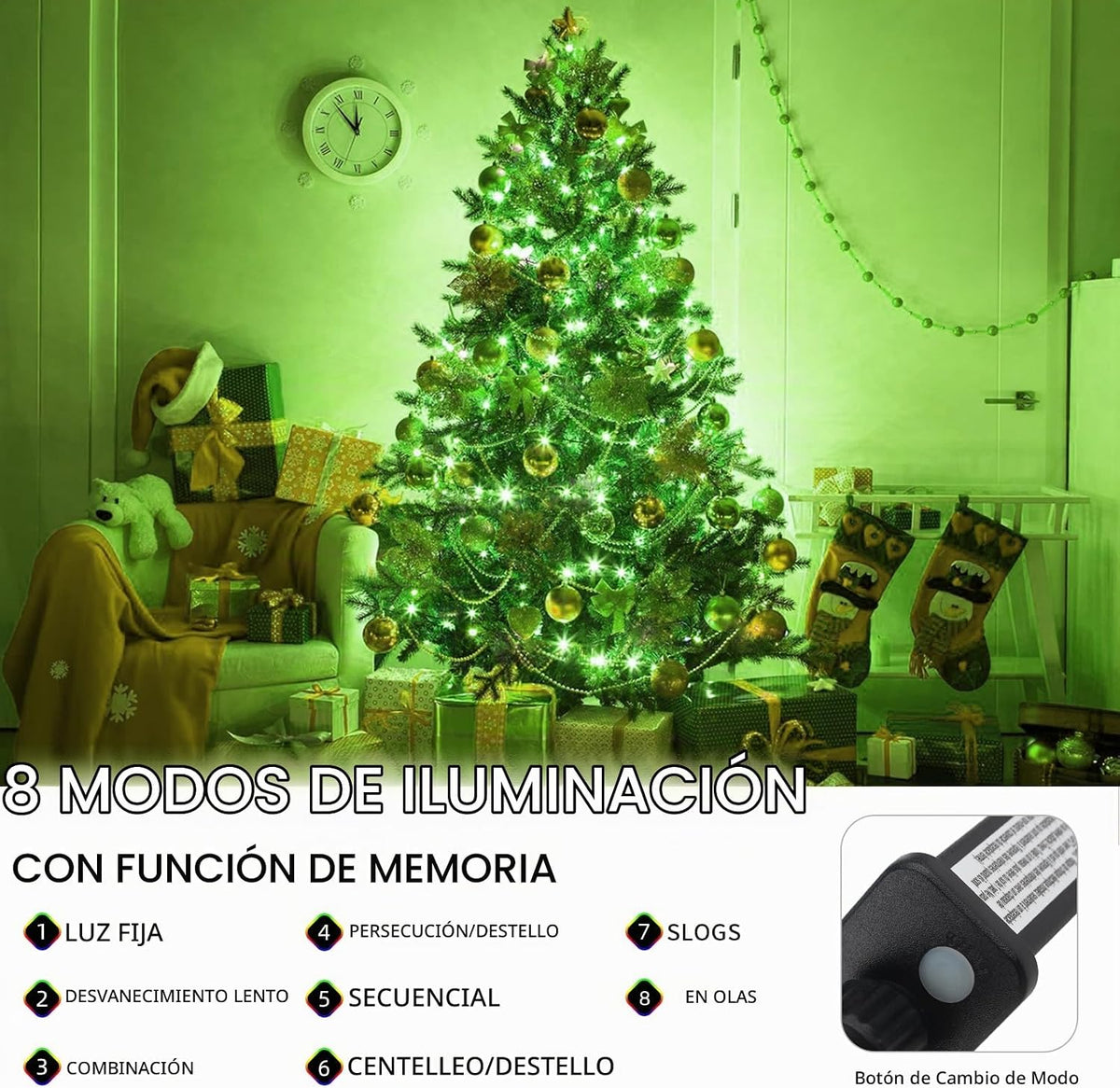 MZD8391 105FT 300LED Luz de Navidad al aire libre interior, Luz del...