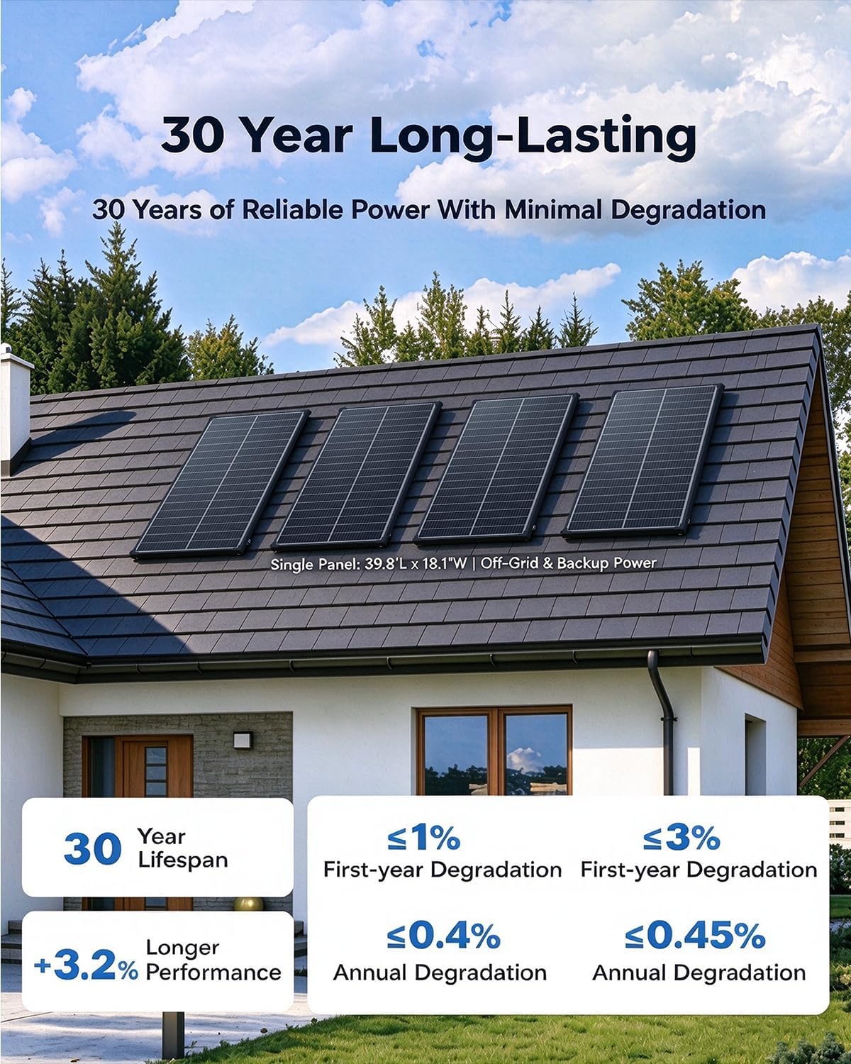 Panel solar de 100 W tipo N 18BB, 25.6% de eficiencia 12 V PV para...