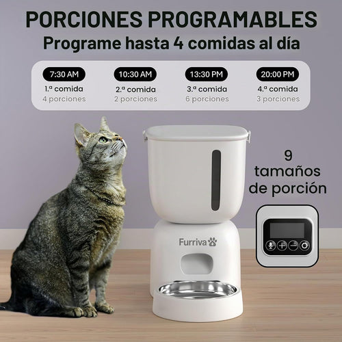 Alimentador automático para gatos y fuente de agua, color blanco, a...
