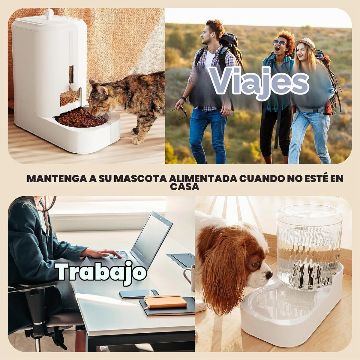 JUNSPOW Juego de alimentador automático para gatos y dispensador de...