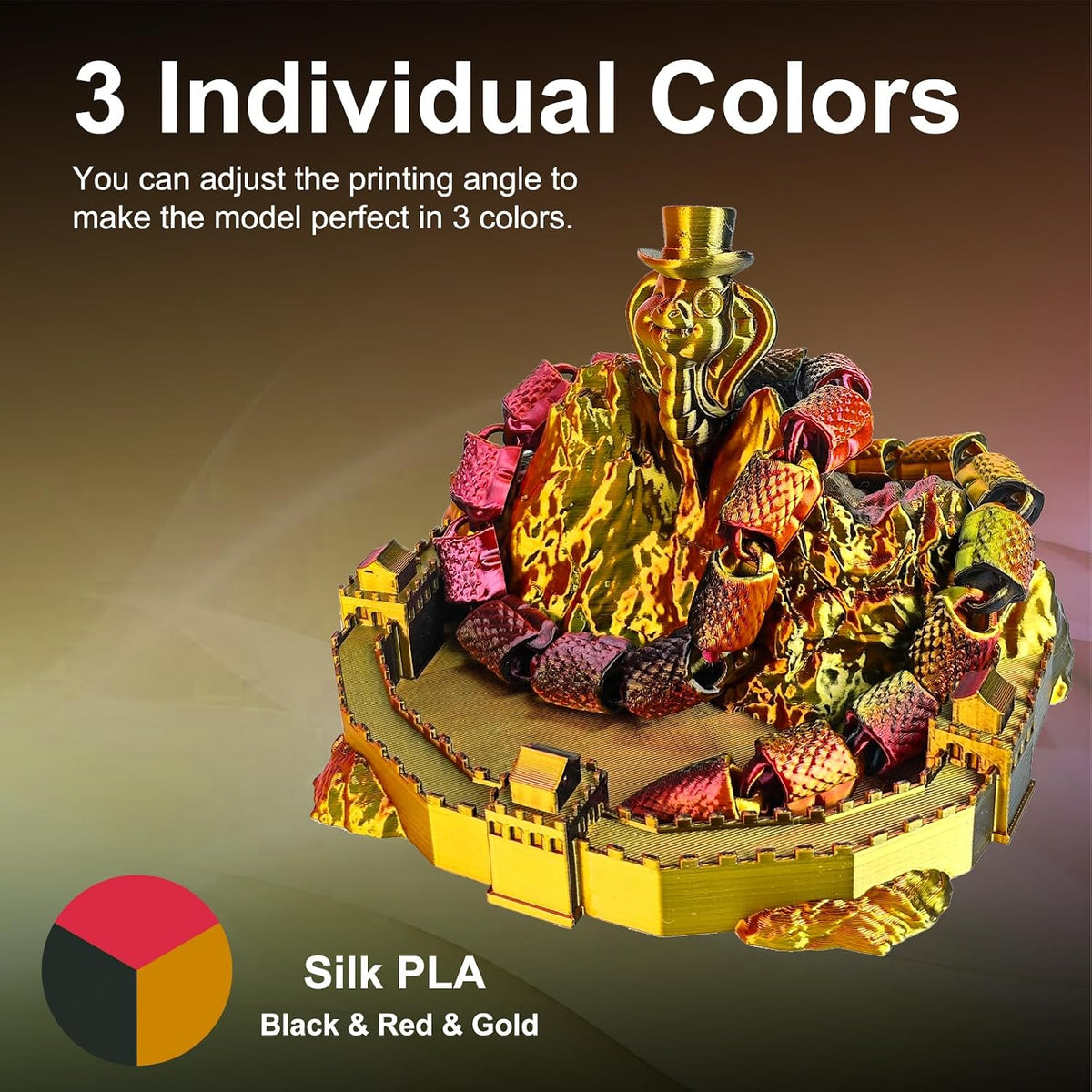 ERYONE Seda Tri Color PLA Filamento para impresora 3D 1.75mm +\/- 0...
