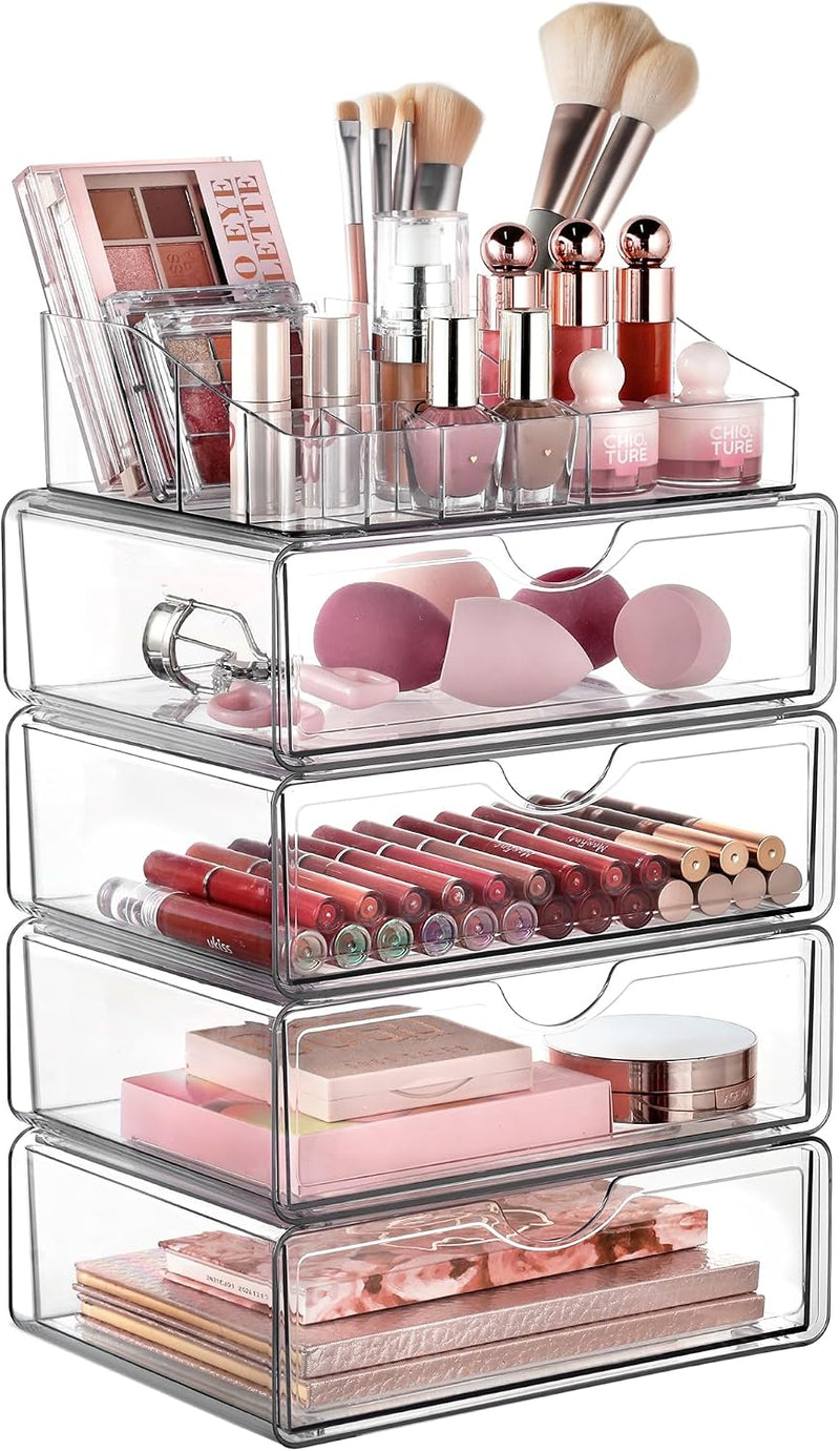 Vtopmart Organizador de maquillaje de 5 niveles transparente con ca...