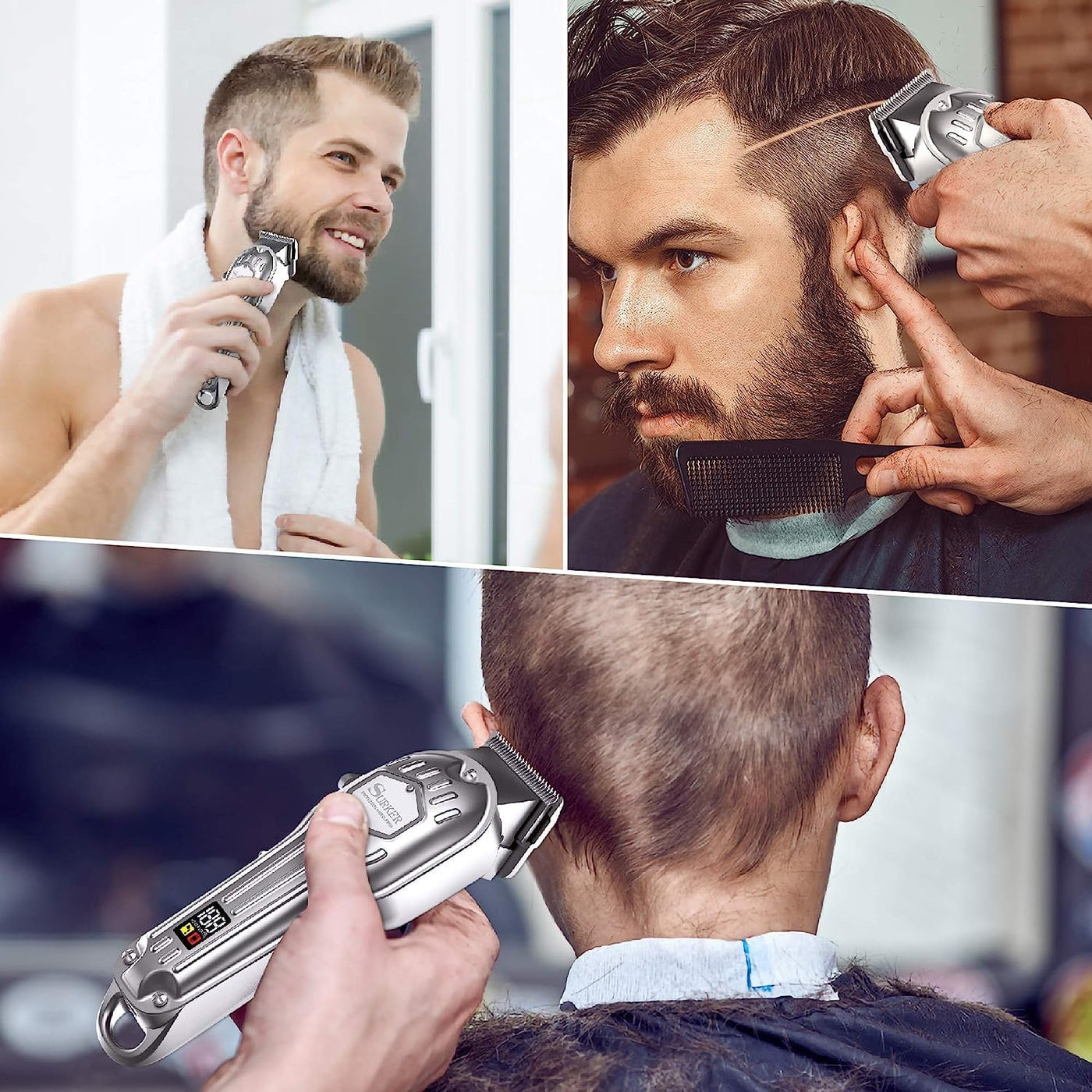 SURKER Cortadora de pelo para hombre, inalámbrico, kit profesional...