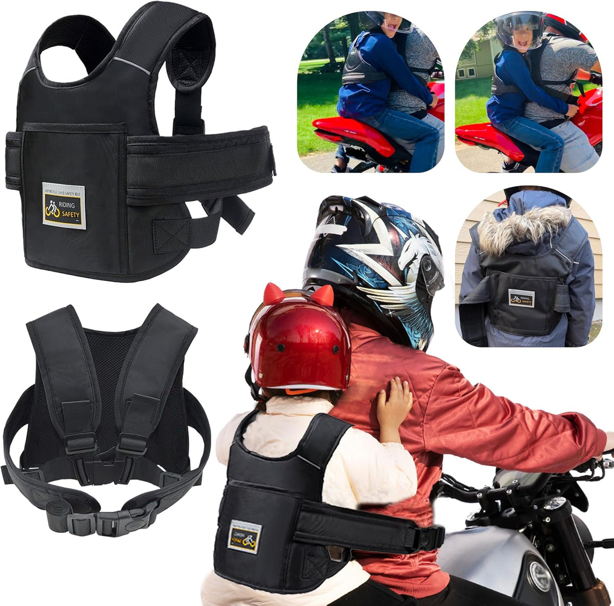 YISNDYA Arnés de seguridad para motocicleta para niños Tira reflect...