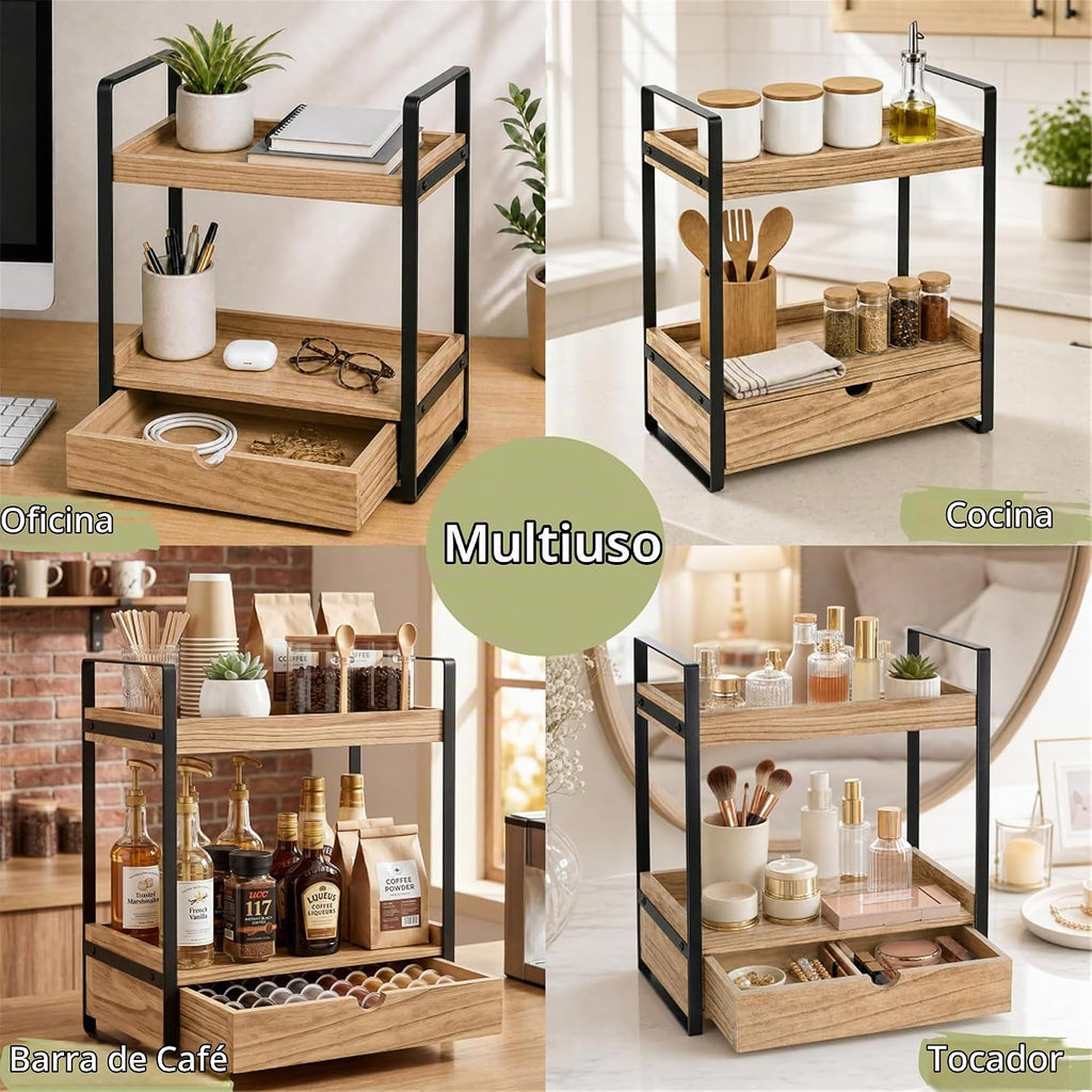 Ukonvi Organizador de Baño de 2 Niveles para Encimera con Cajón, Es...